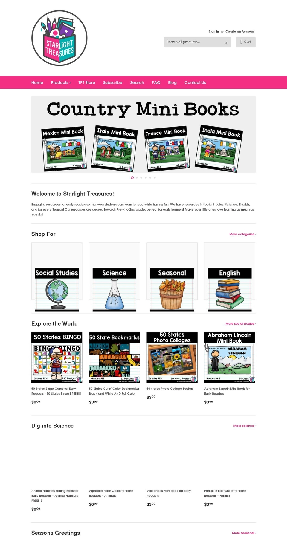 starlight-treasures.com shopify website screenshot