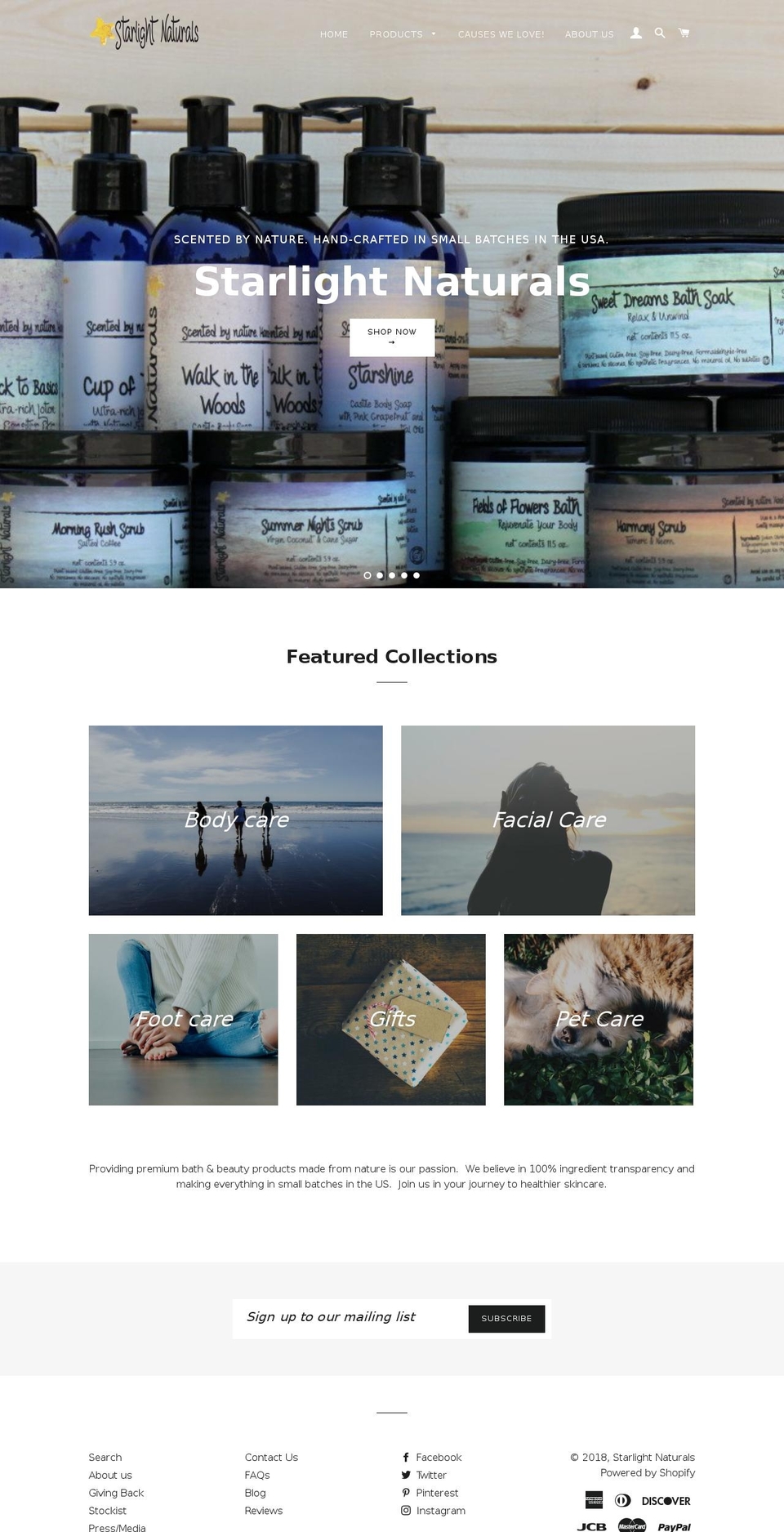 starlightnaturals.com shopify website screenshot