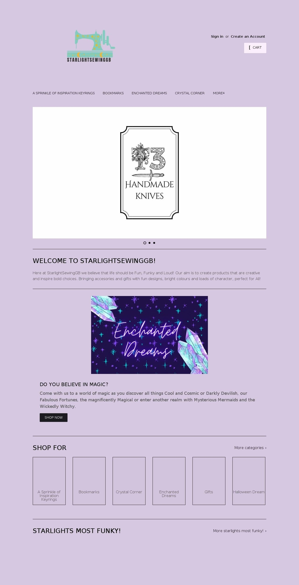 starlightsewinggb.co.uk shopify website screenshot