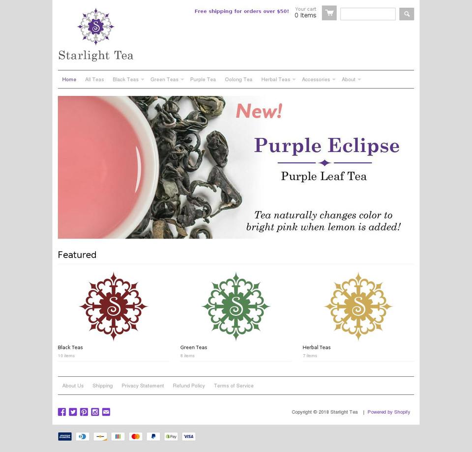 starlightteas.com — Shopify storefront screenshot