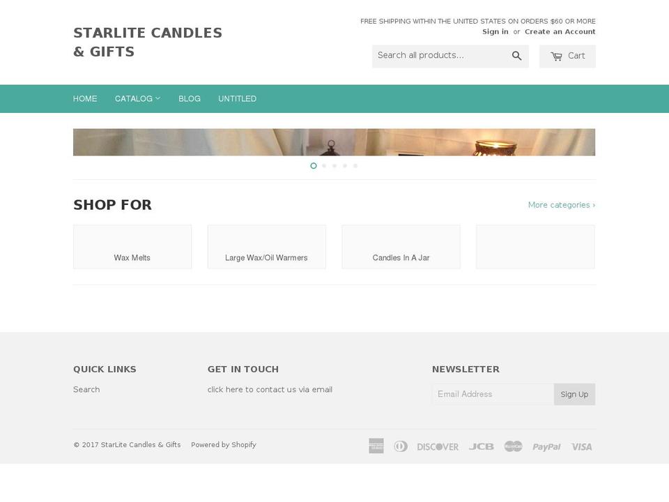 starlitecandlesandgifts.com shopify website screenshot