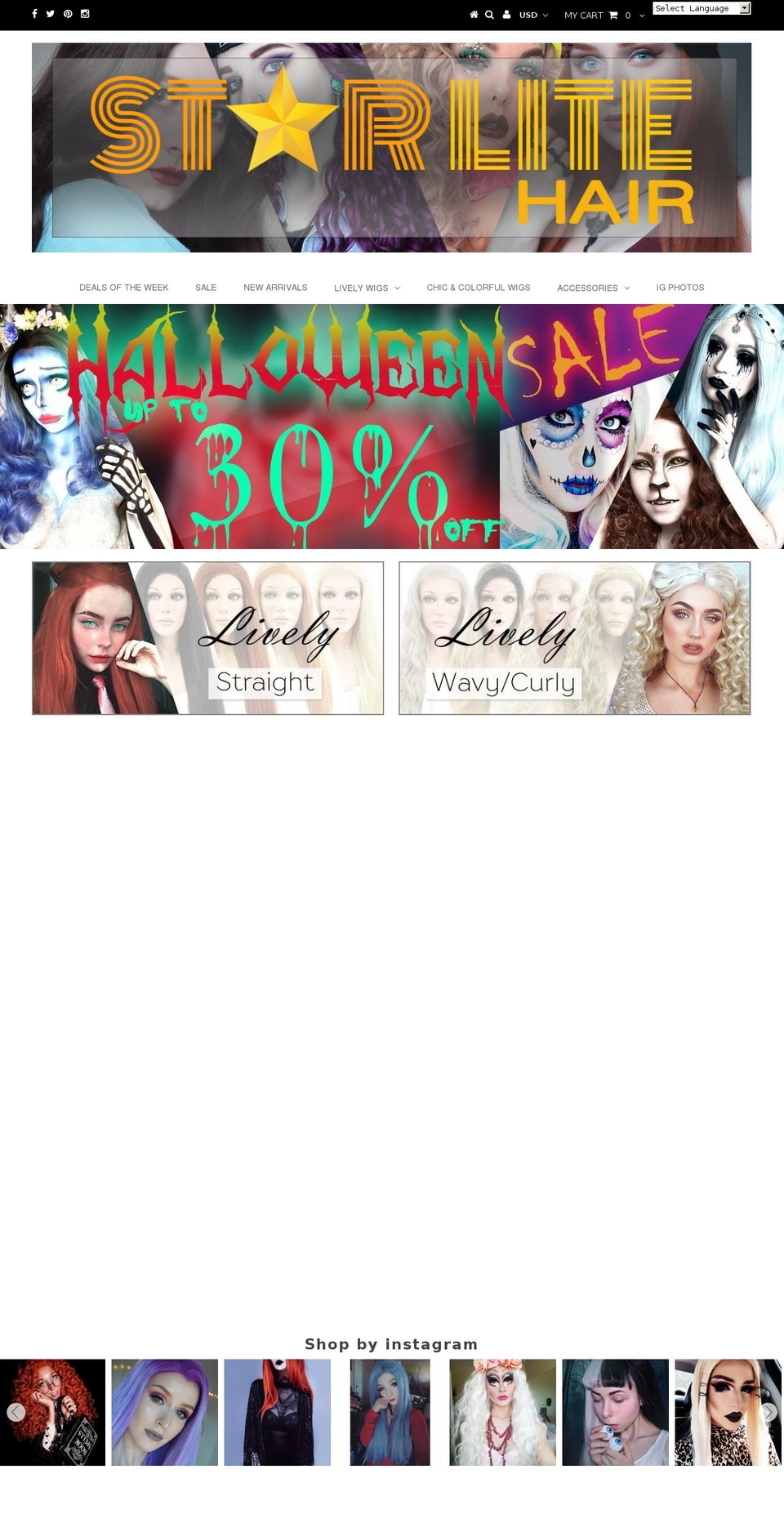 starlitehair.com shopify website screenshot