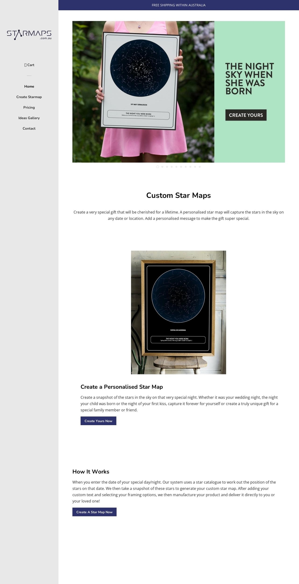 starmaps.com.au shopify website screenshot