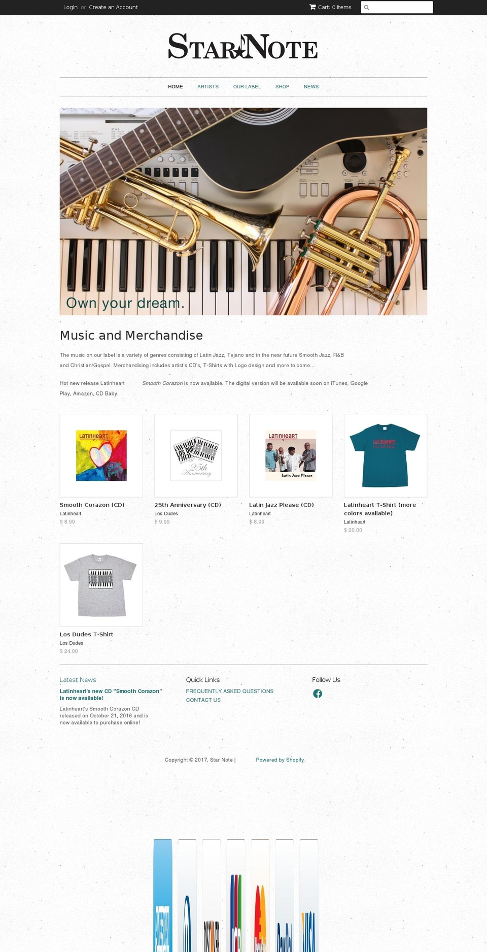 starnoteartist.com shopify website screenshot