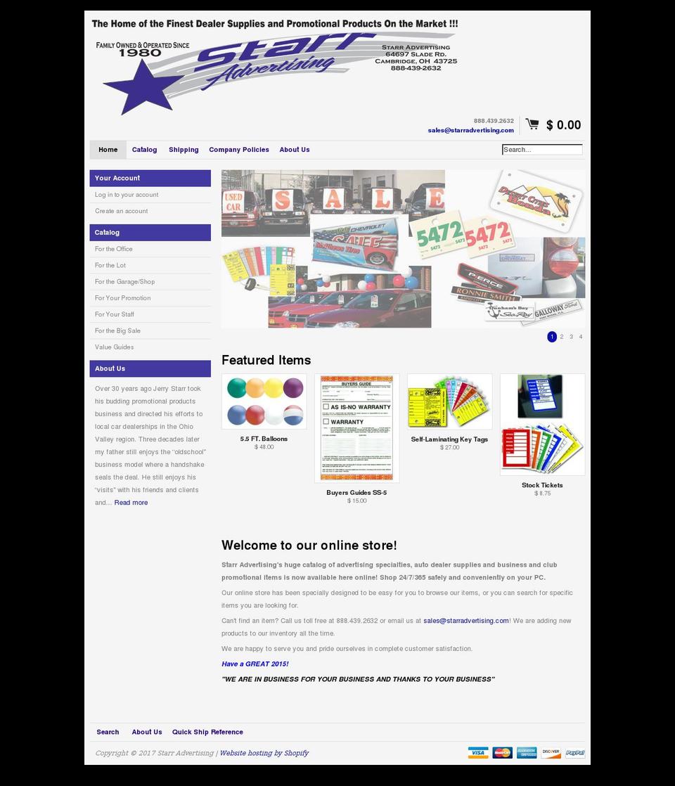 starradvertising.com shopify website screenshot