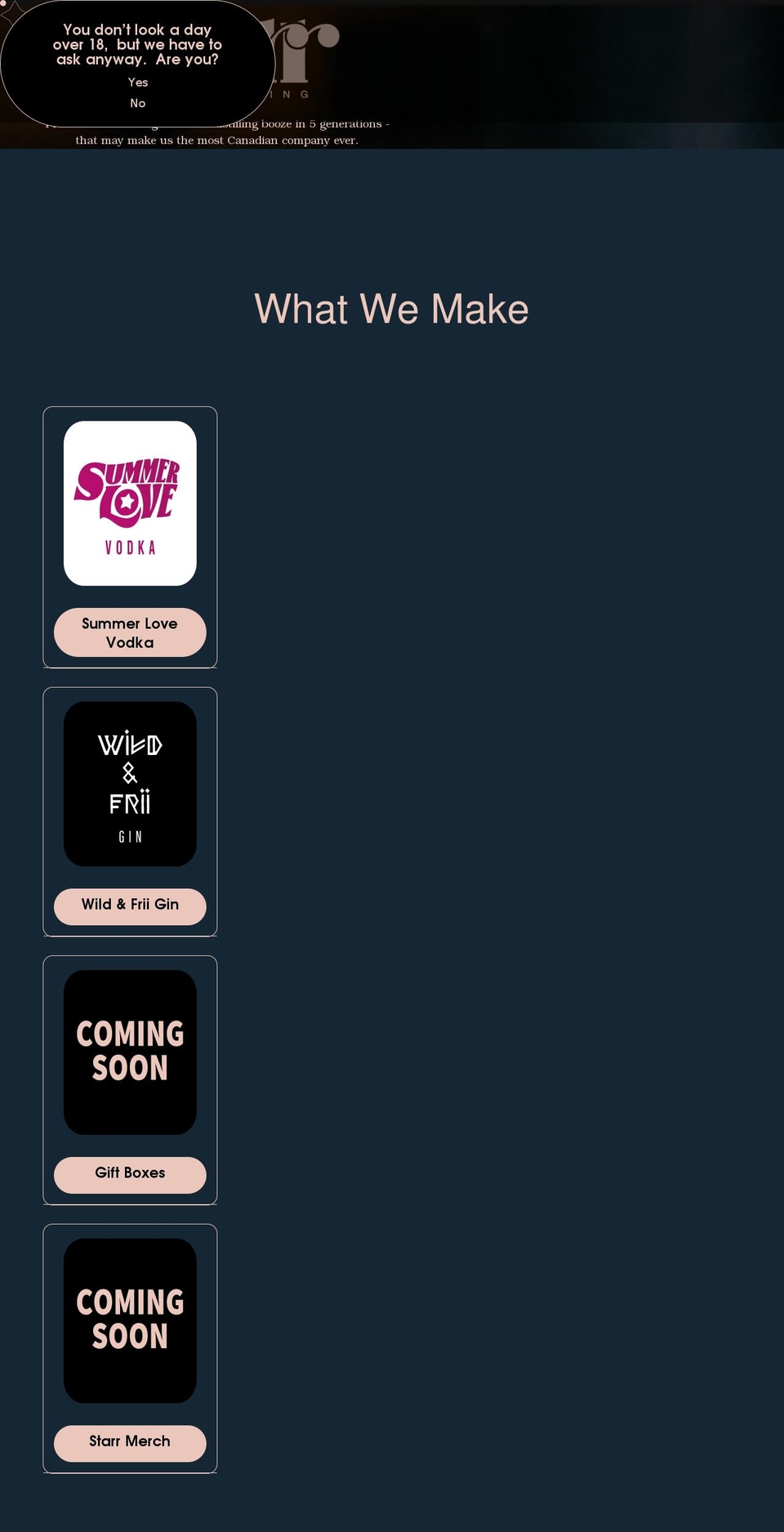 starrdistilling.com shopify website screenshot