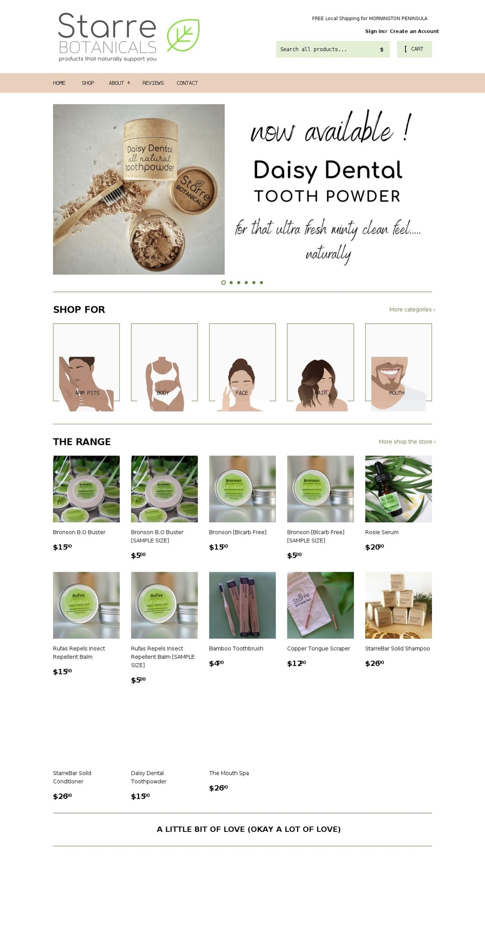 starrebotanicals.com shopify website screenshot
