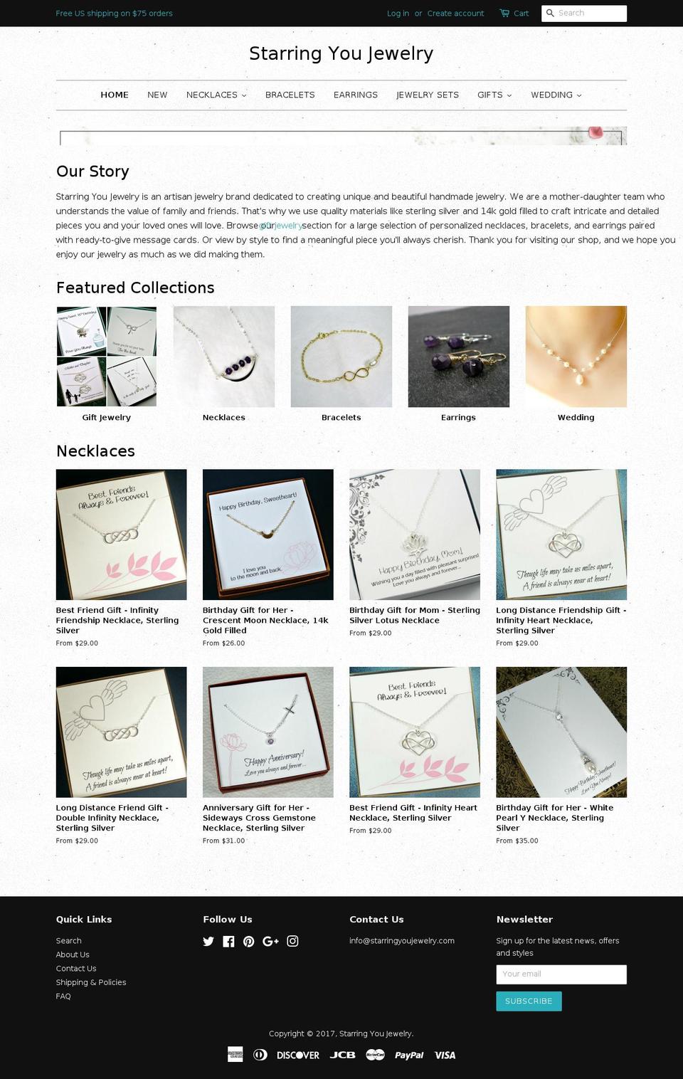 Kalles Shopify theme site example starringyoujewelry.com