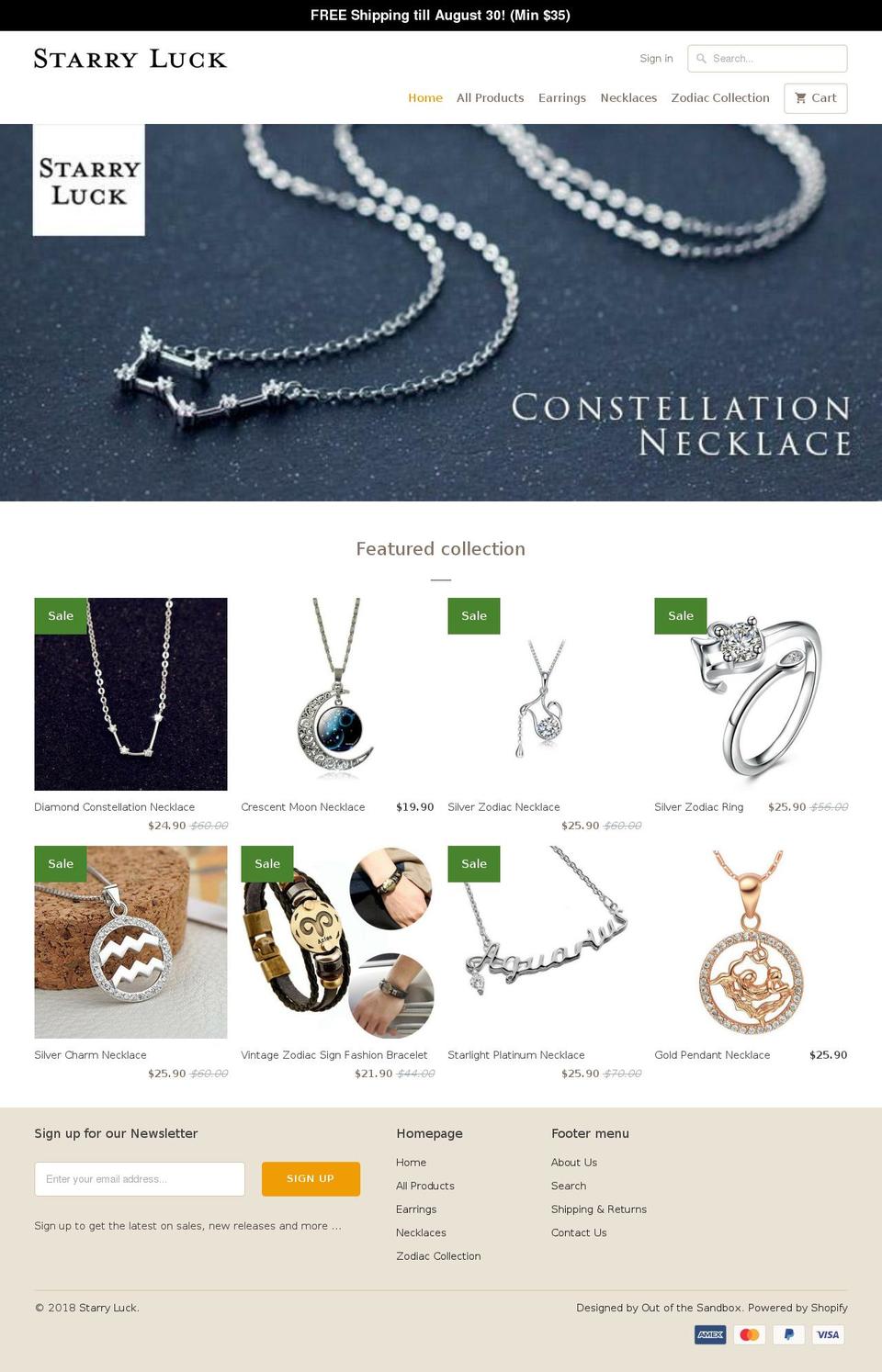 starryluck.com shopify website screenshot