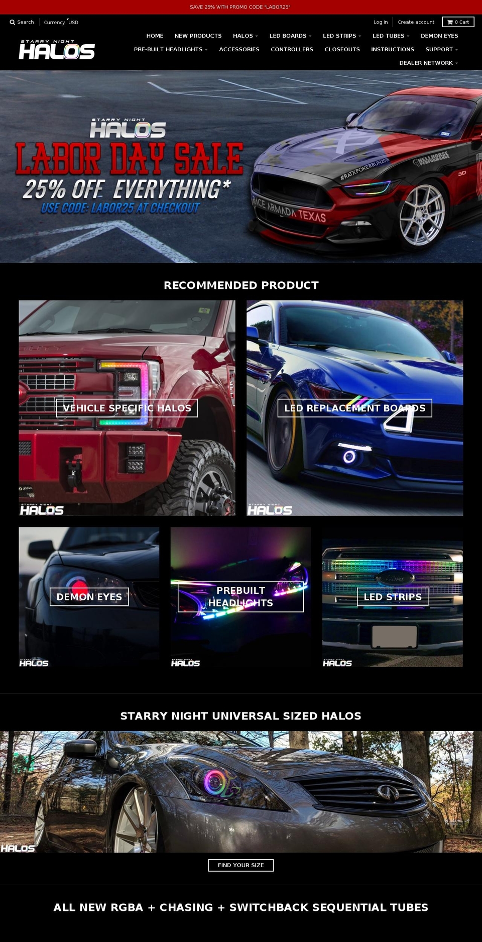 starrynighthalos.net shopify website screenshot