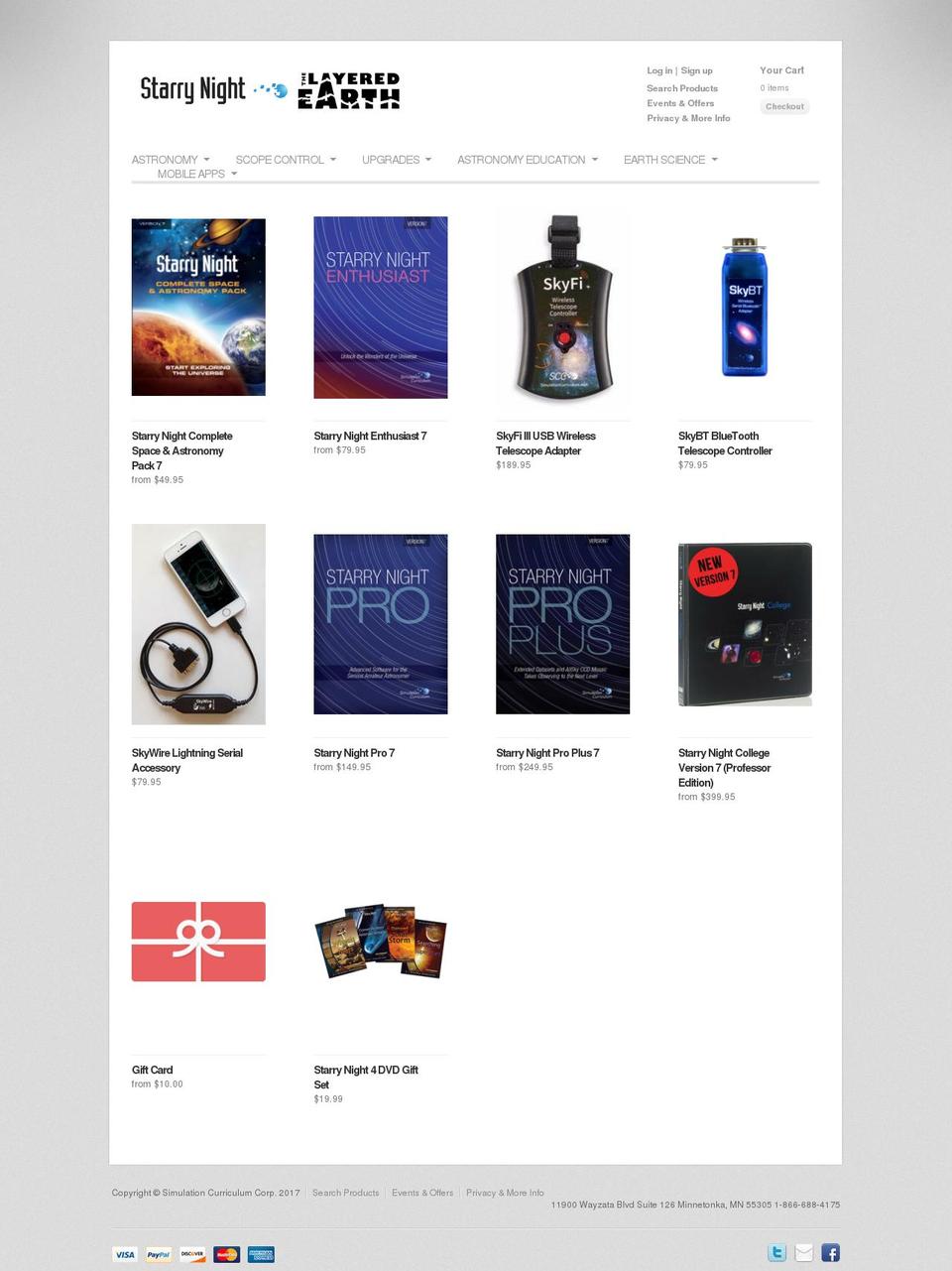 starrynightstore.com shopify website screenshot