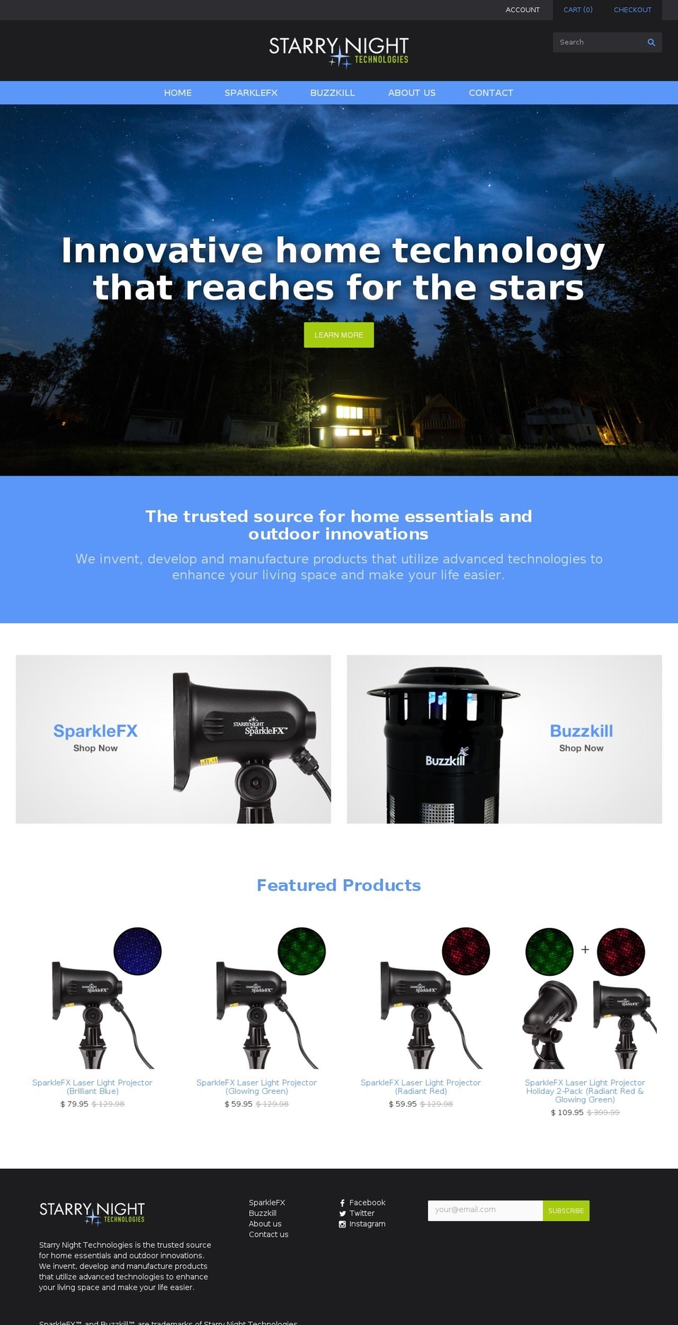 starrynighttechnologies.com shopify website screenshot