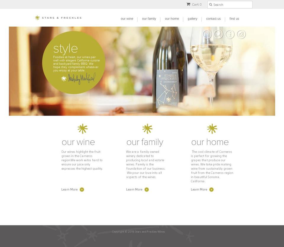 Stars \u0026 Freckles Shopify theme site example starsandfreckleswines.com