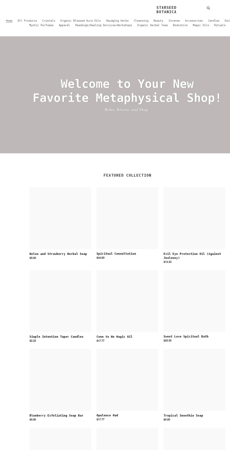 starseedbotanica.com shopify website screenshot