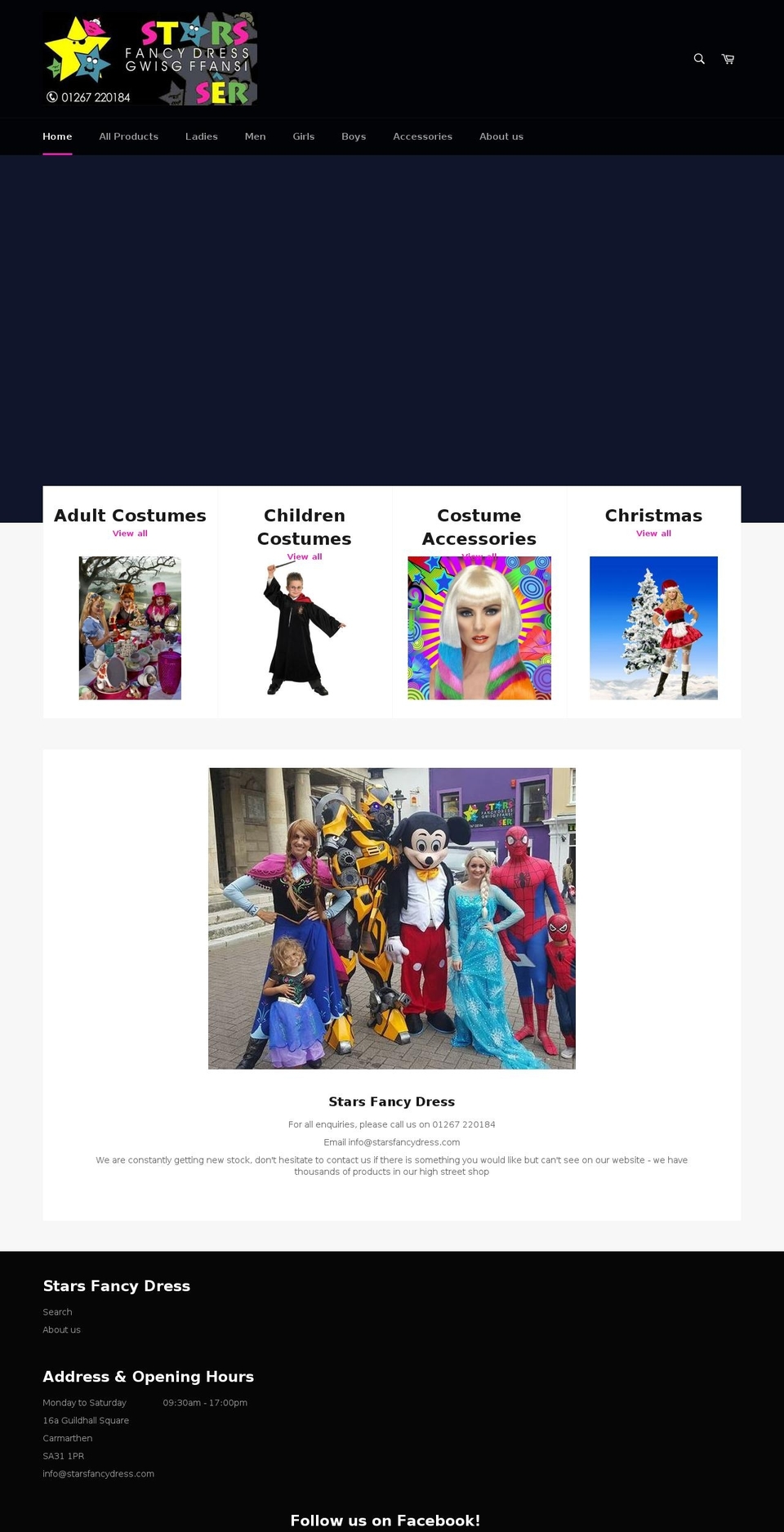 starsfancydress.com shopify website screenshot