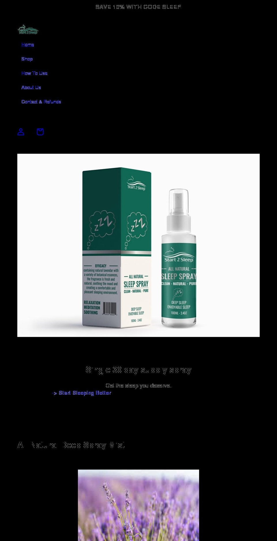 start2sleepnow.com shopify website screenshot