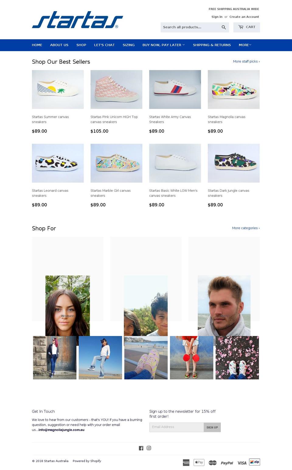 startasaus.com — Shopify storefront screenshot