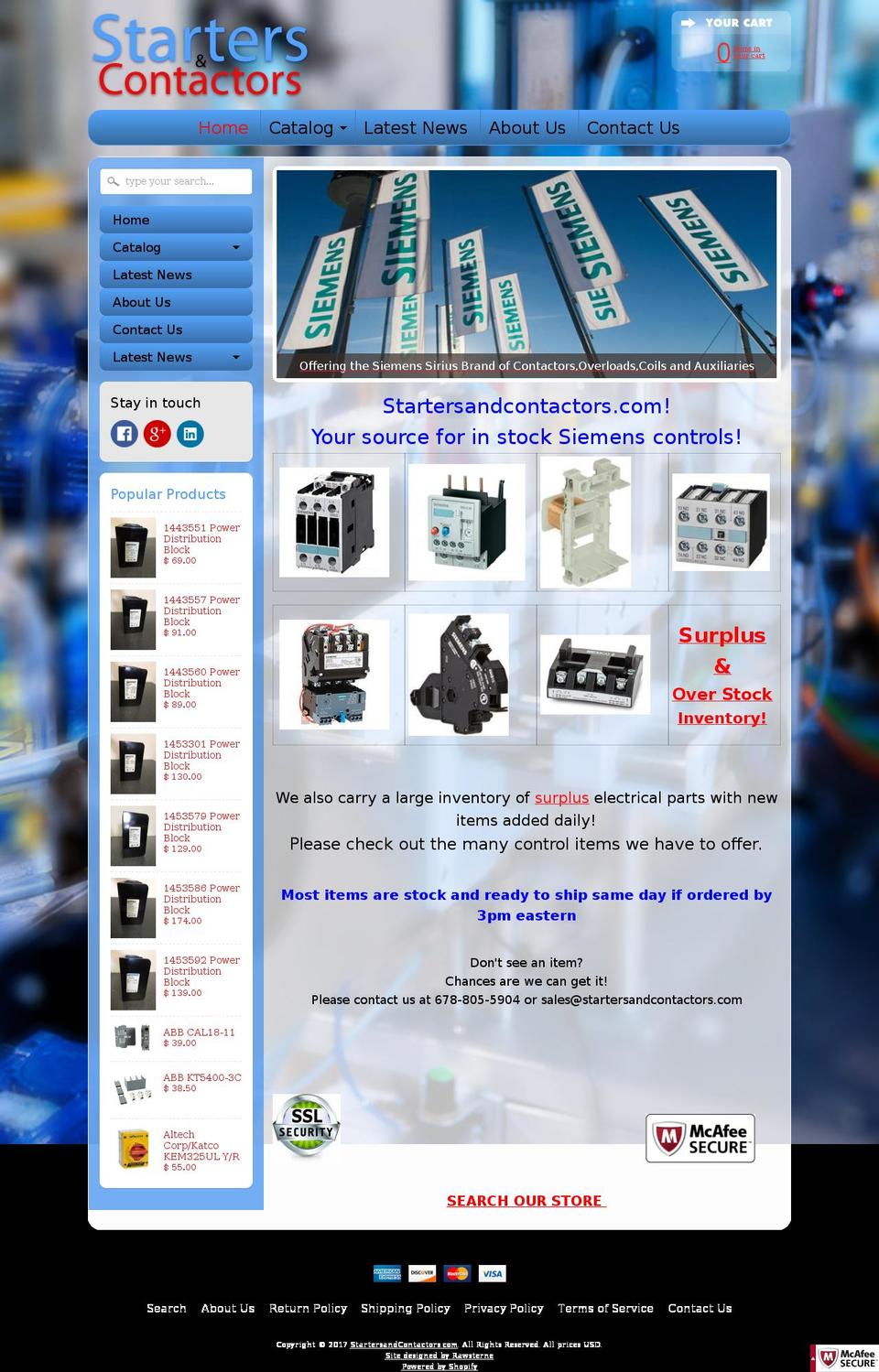 startersandcontactors.com shopify website screenshot