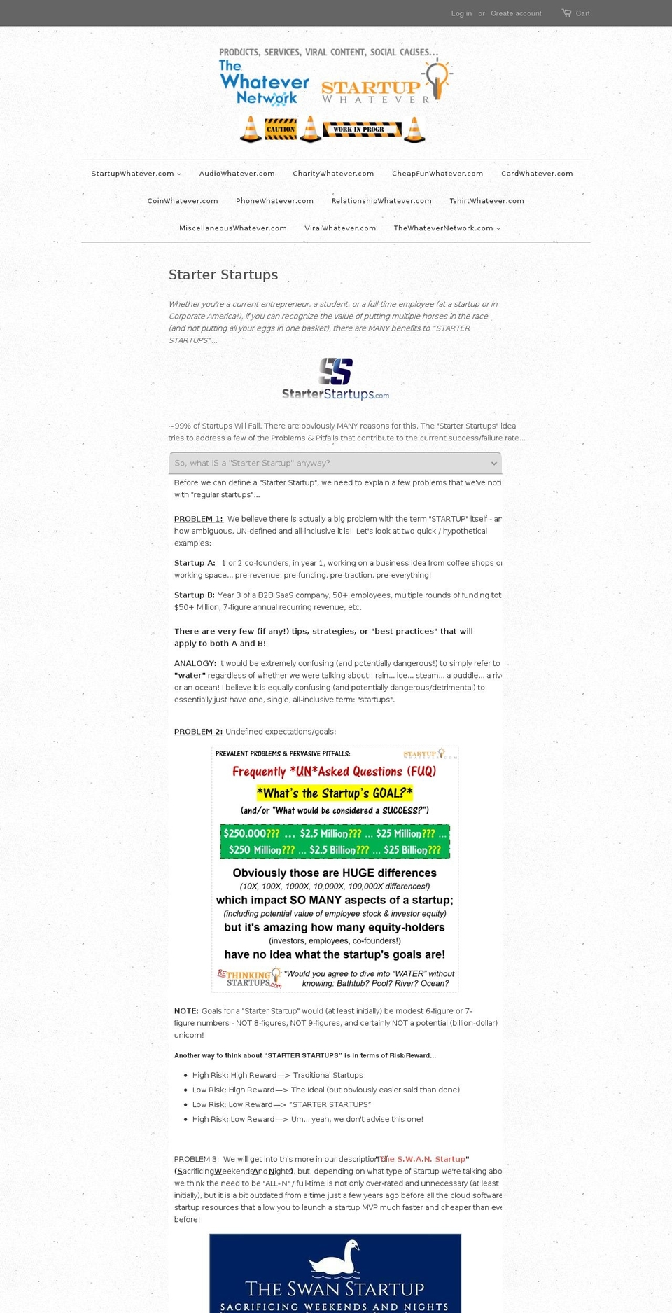 starterstartups.com shopify website screenshot