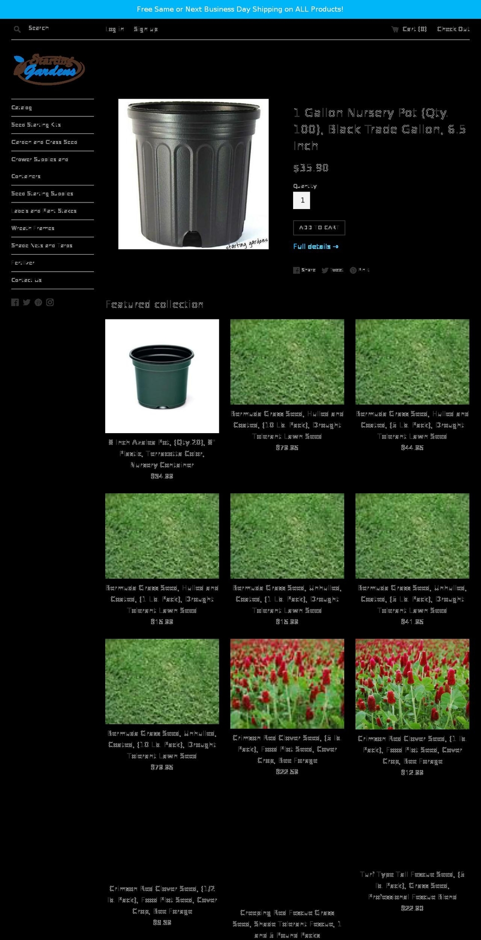 startinggardens.com — Shopify storefront screenshot