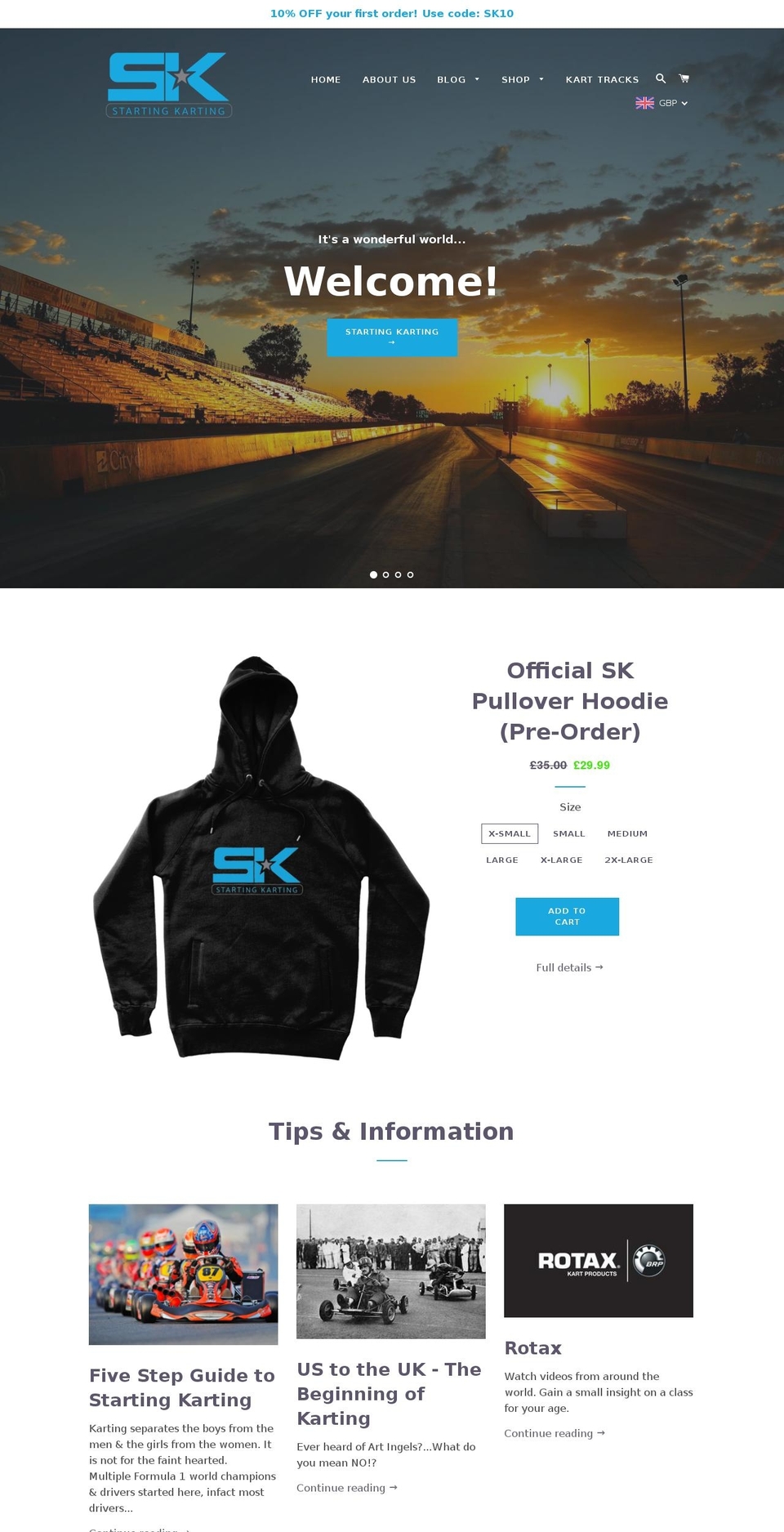 startingkarting.com — Shopify storefront screenshot