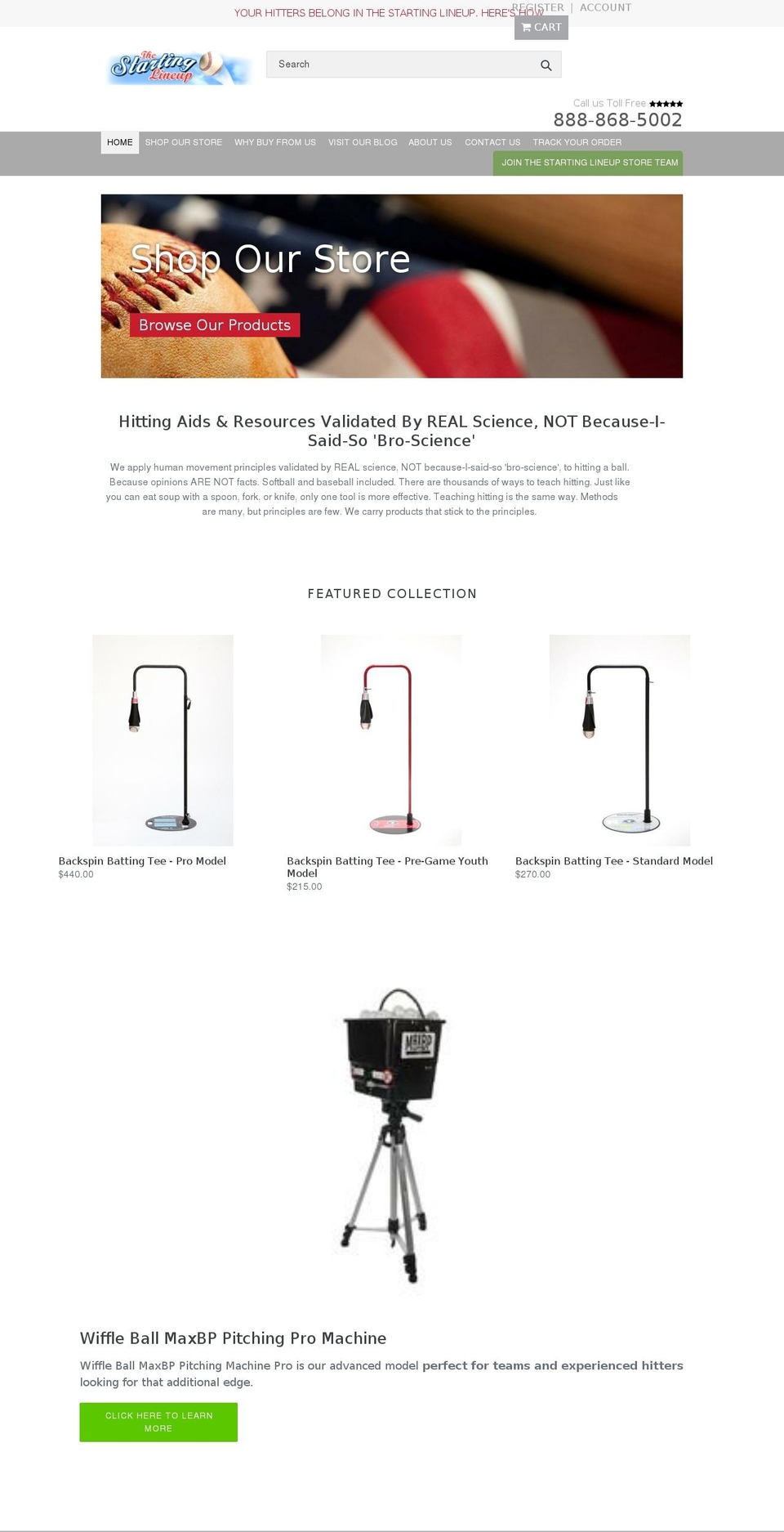startinglineupstore.com — Shopify storefront screenshot