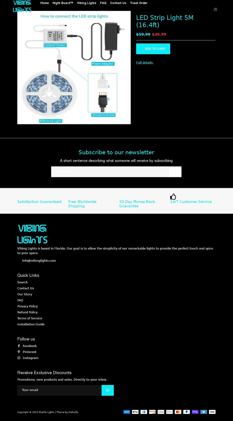 startlelights.com shopify website screenshot