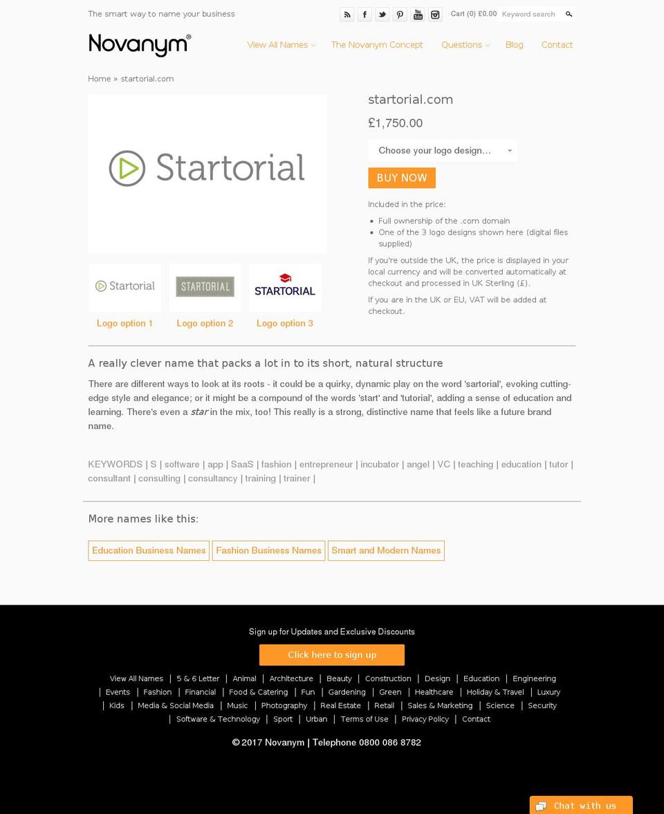 startorial.com shopify website screenshot
