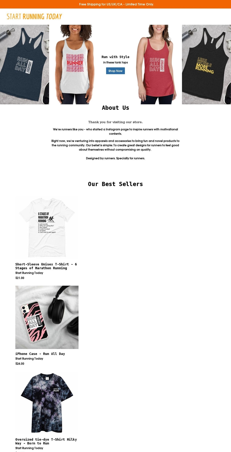 startrunningtoday.com shopify website screenshot
