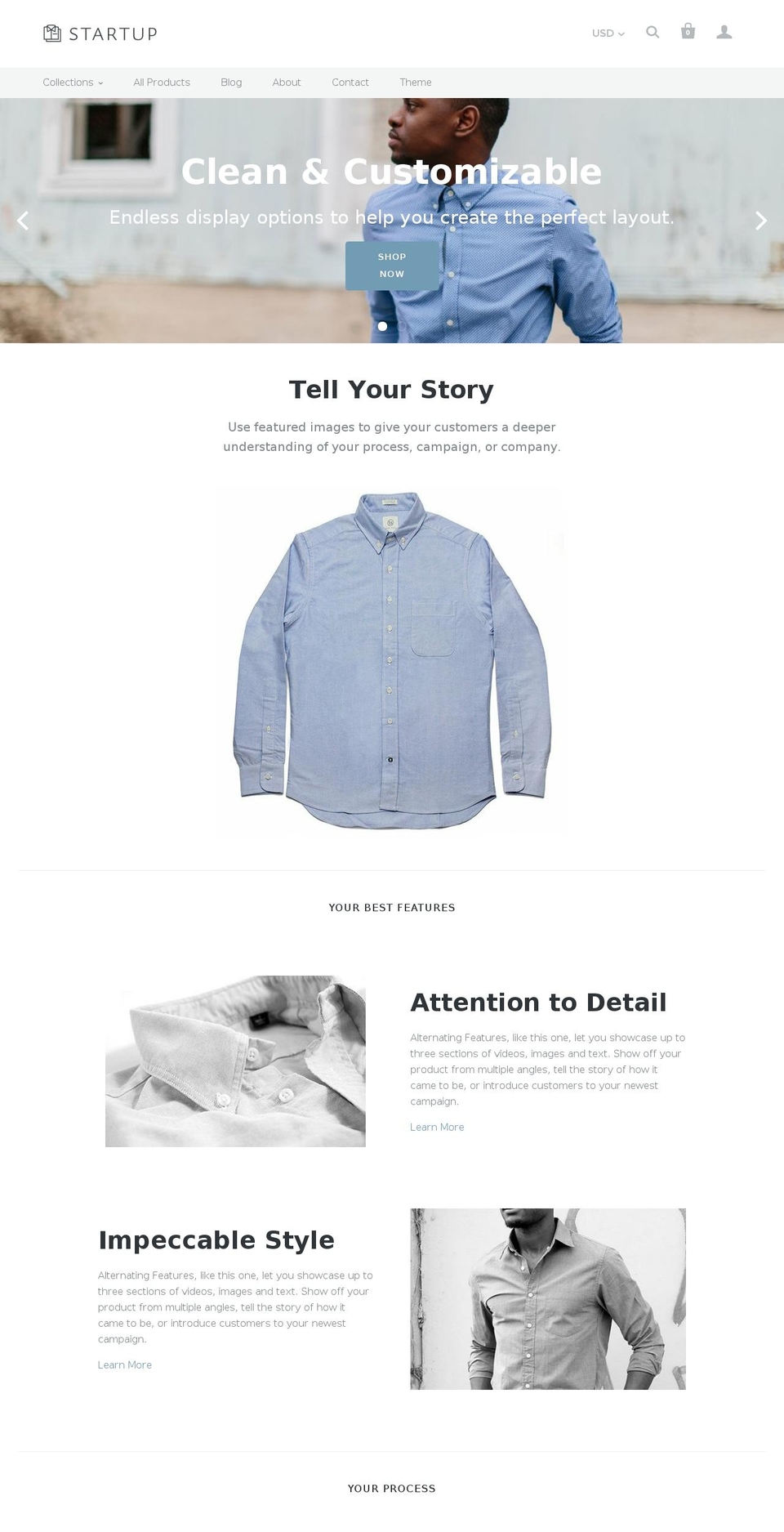 Startup Shopify theme site example startup-theme-cloth.myshopify.com