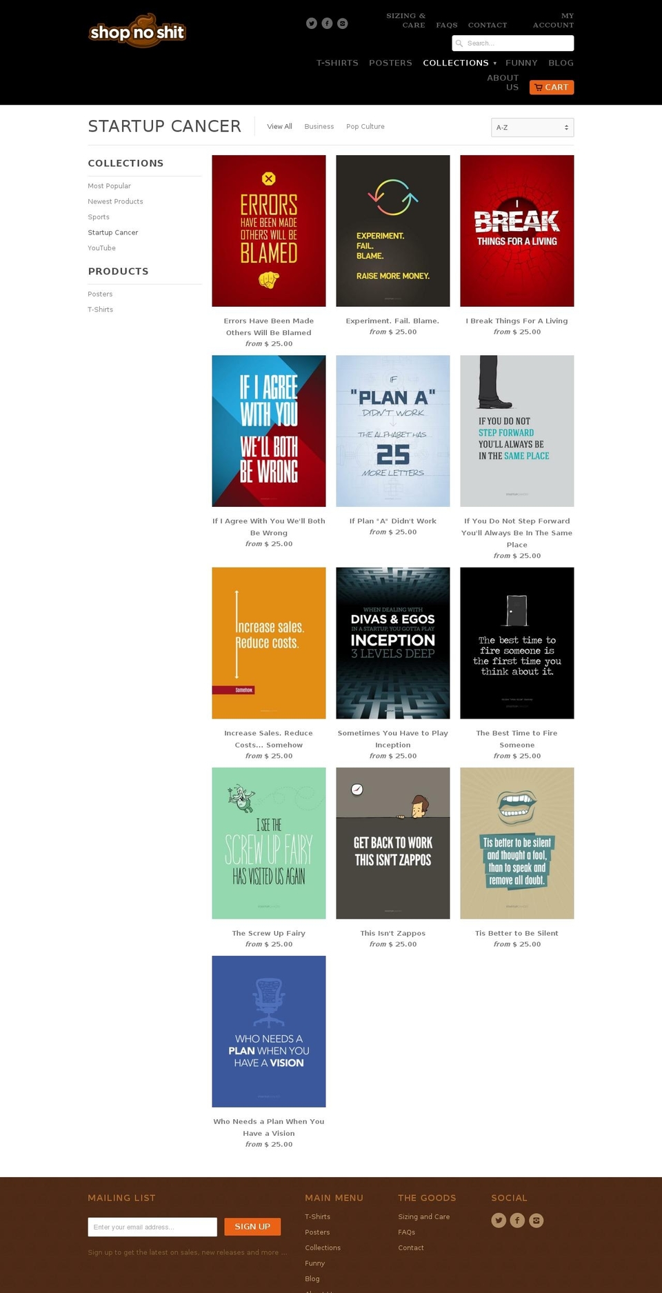 startupcancer.com shopify website screenshot