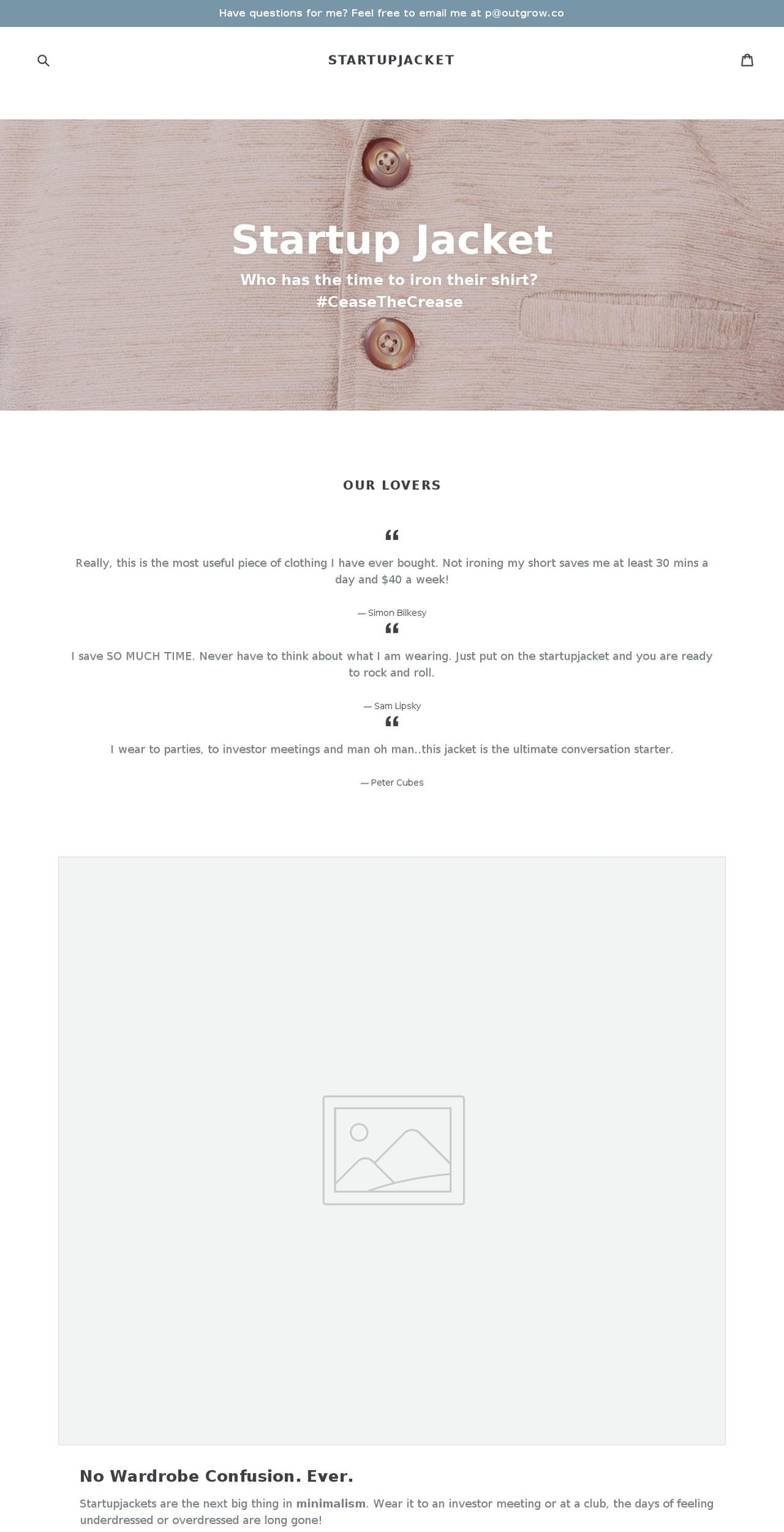 startupjacket.com — Shopify storefront screenshot
