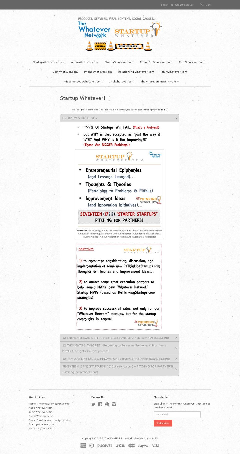 startupwhatever.com shopify website screenshot