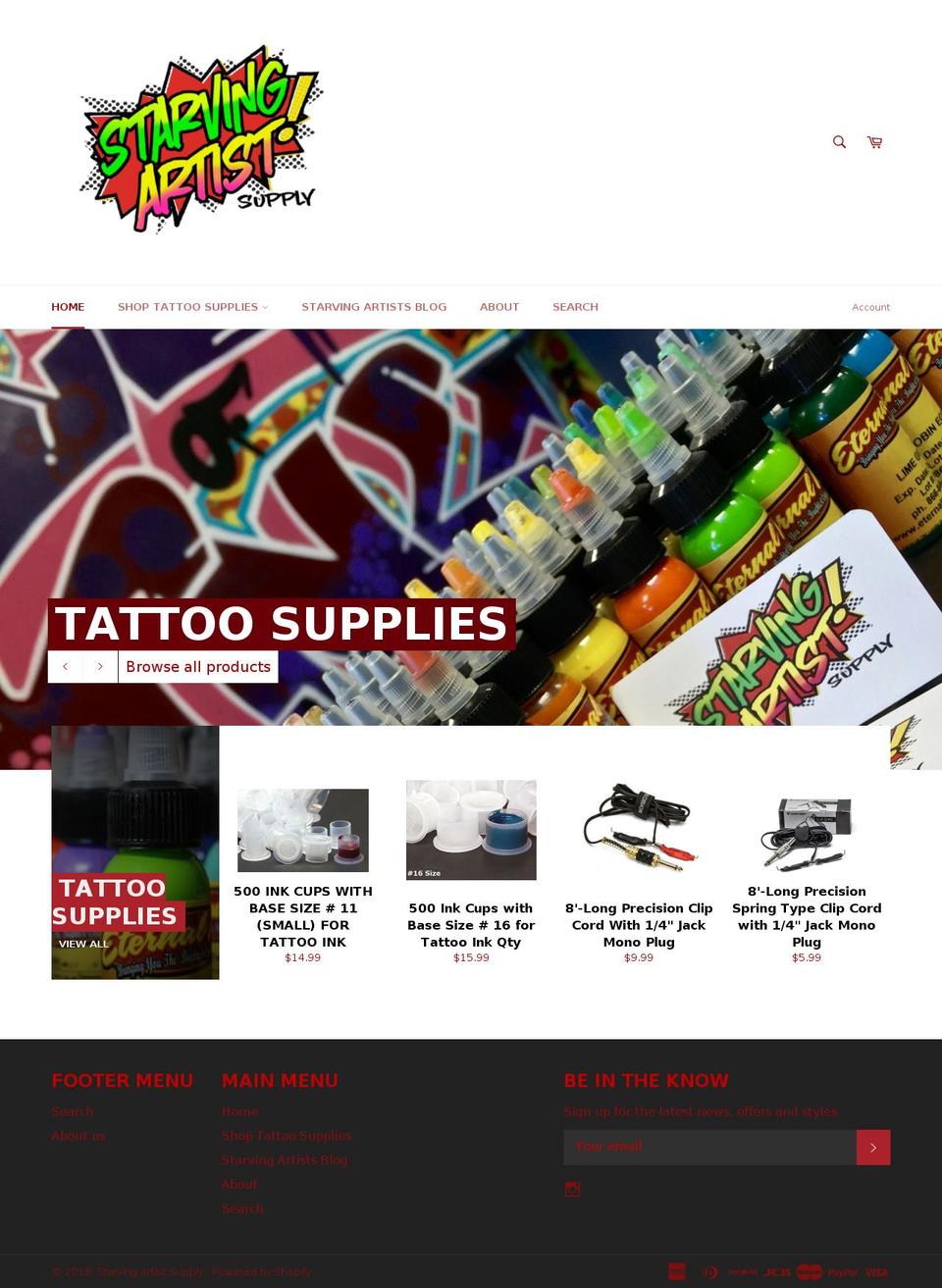 starvingartistsupply.com shopify website screenshot