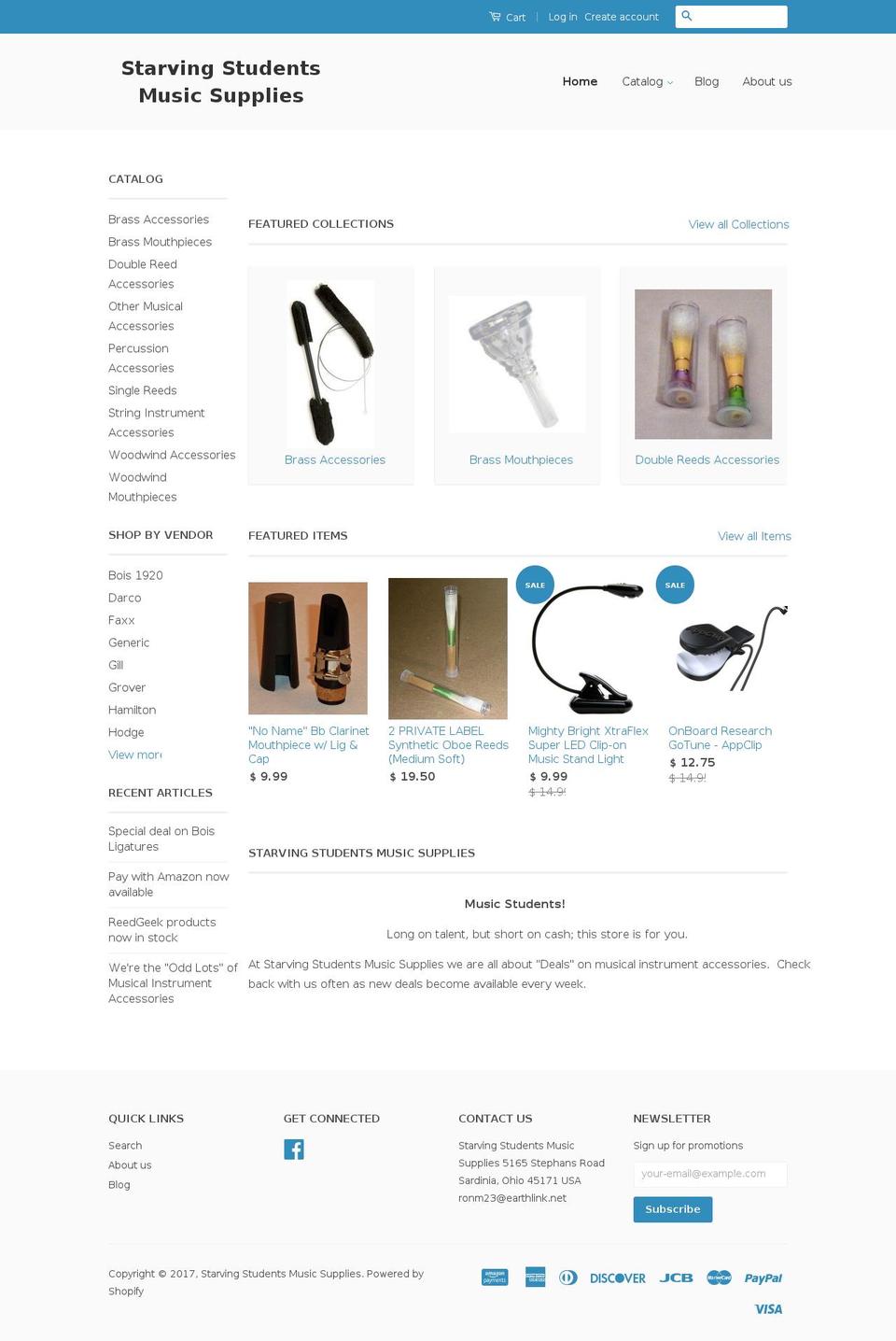 starvingstudentsmusic.com shopify website screenshot