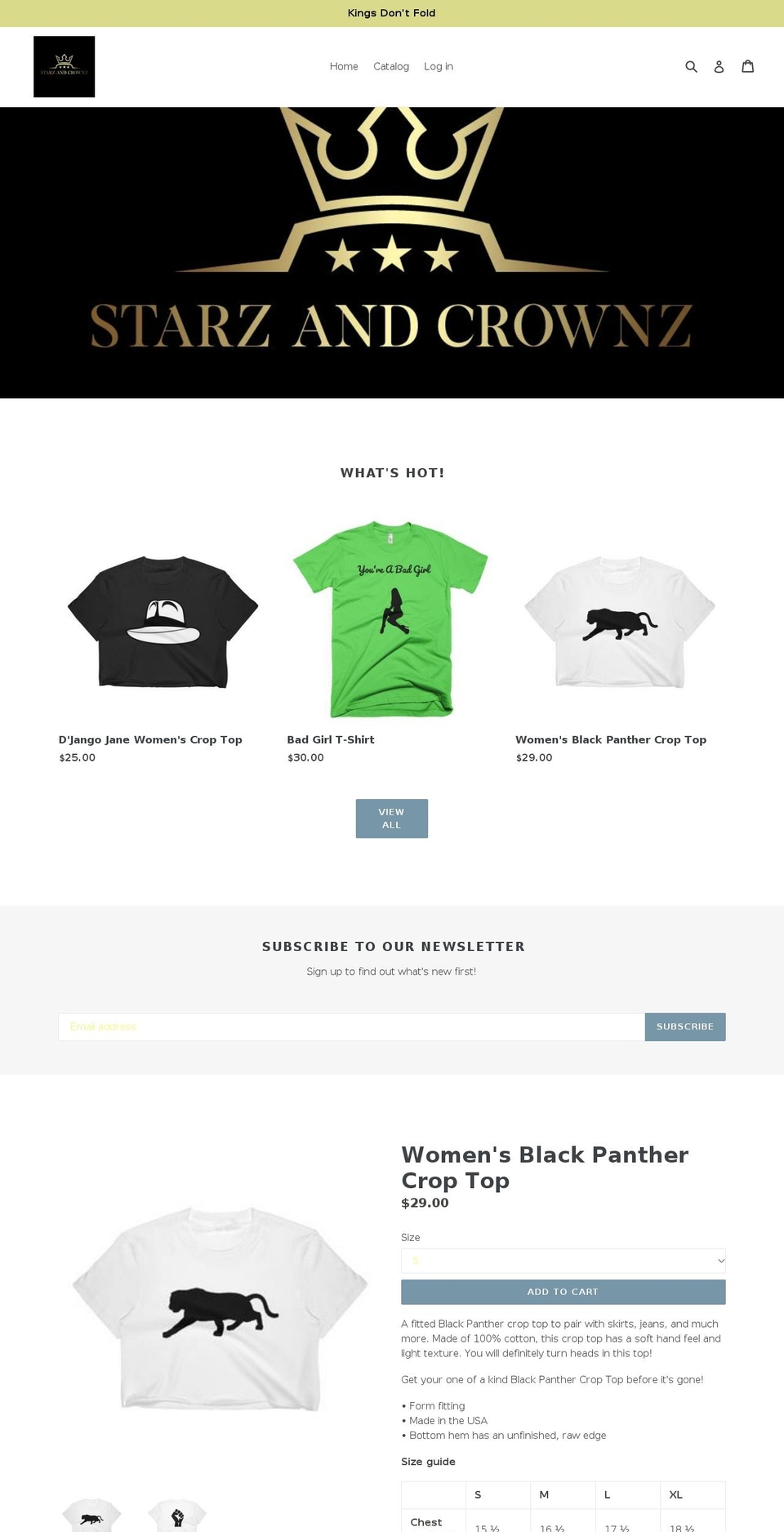starzandcrownz.com — Shopify storefront screenshot