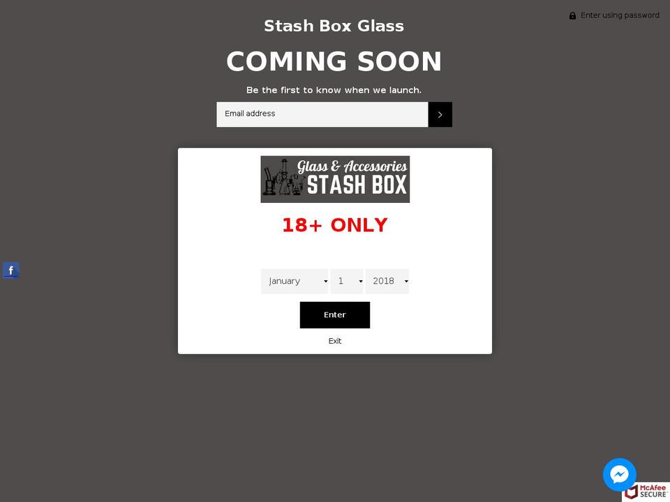 stashboxglass.com shopify website screenshot