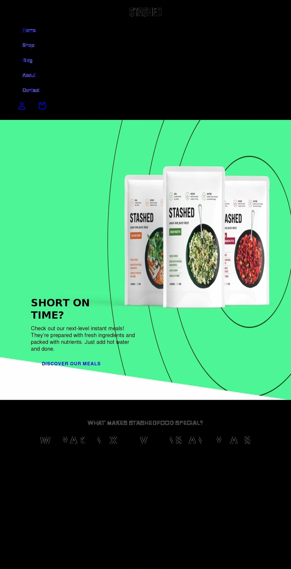 stashedfood.com shopify website screenshot