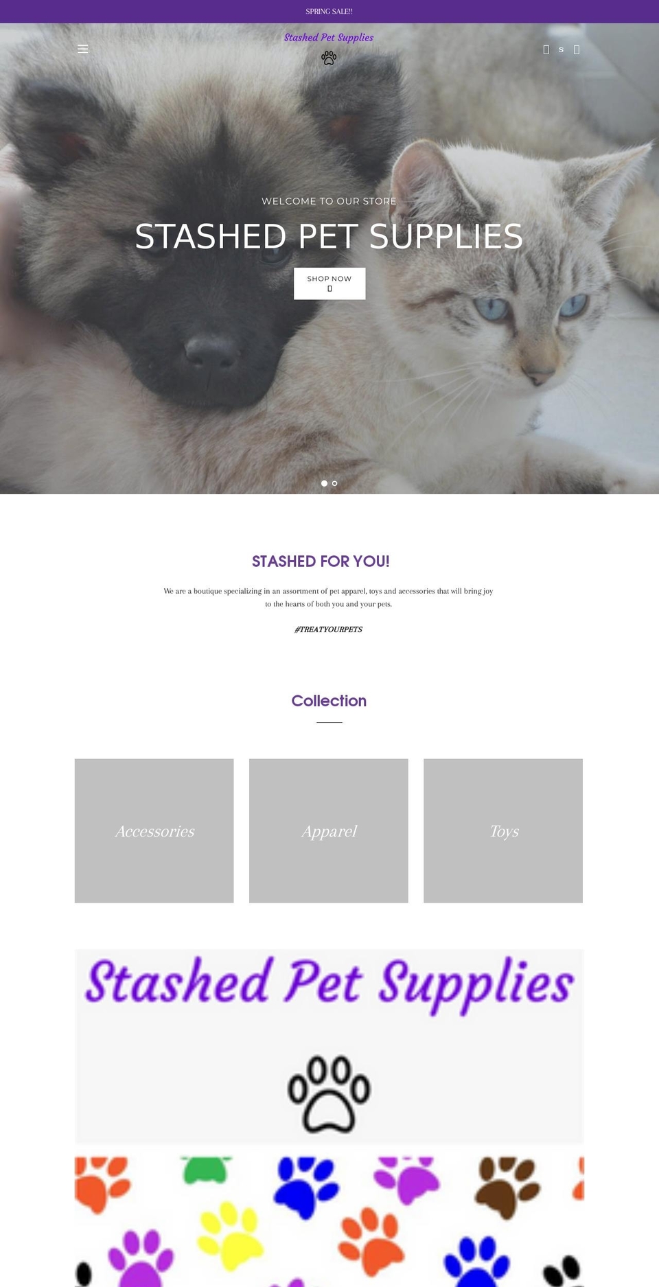 stashedpetsupplies.com — Shopify storefront screenshot