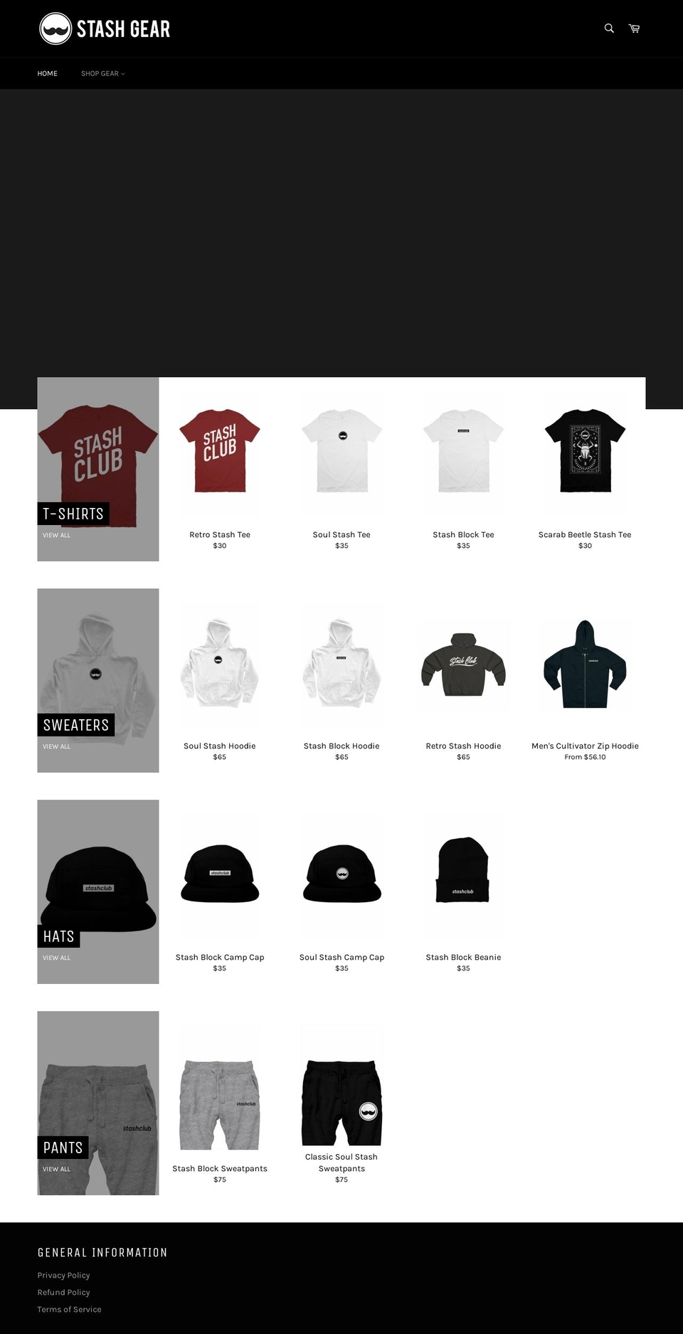 stashgear.ca shopify website screenshot