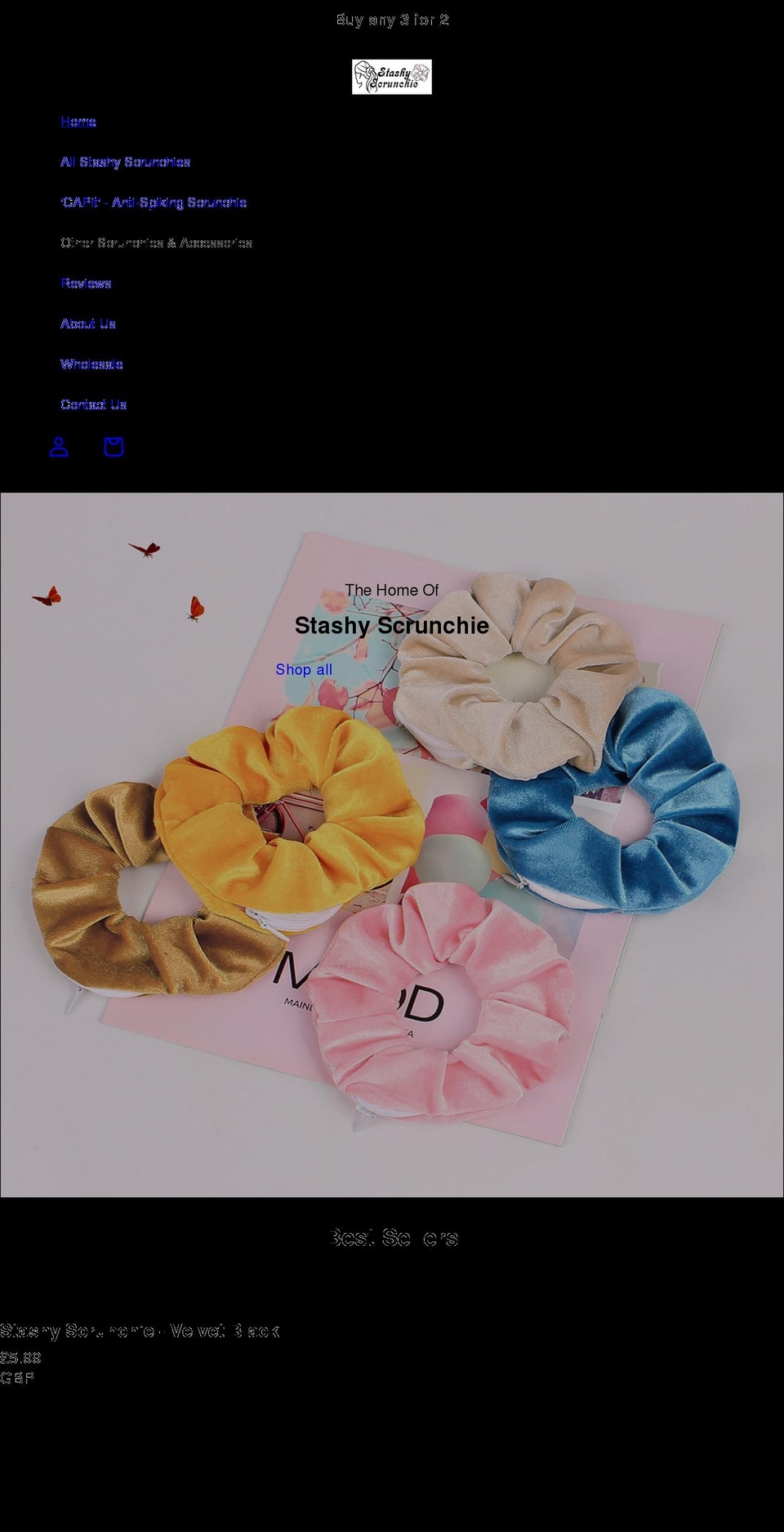 stashyscrunchie.co.uk shopify website screenshot