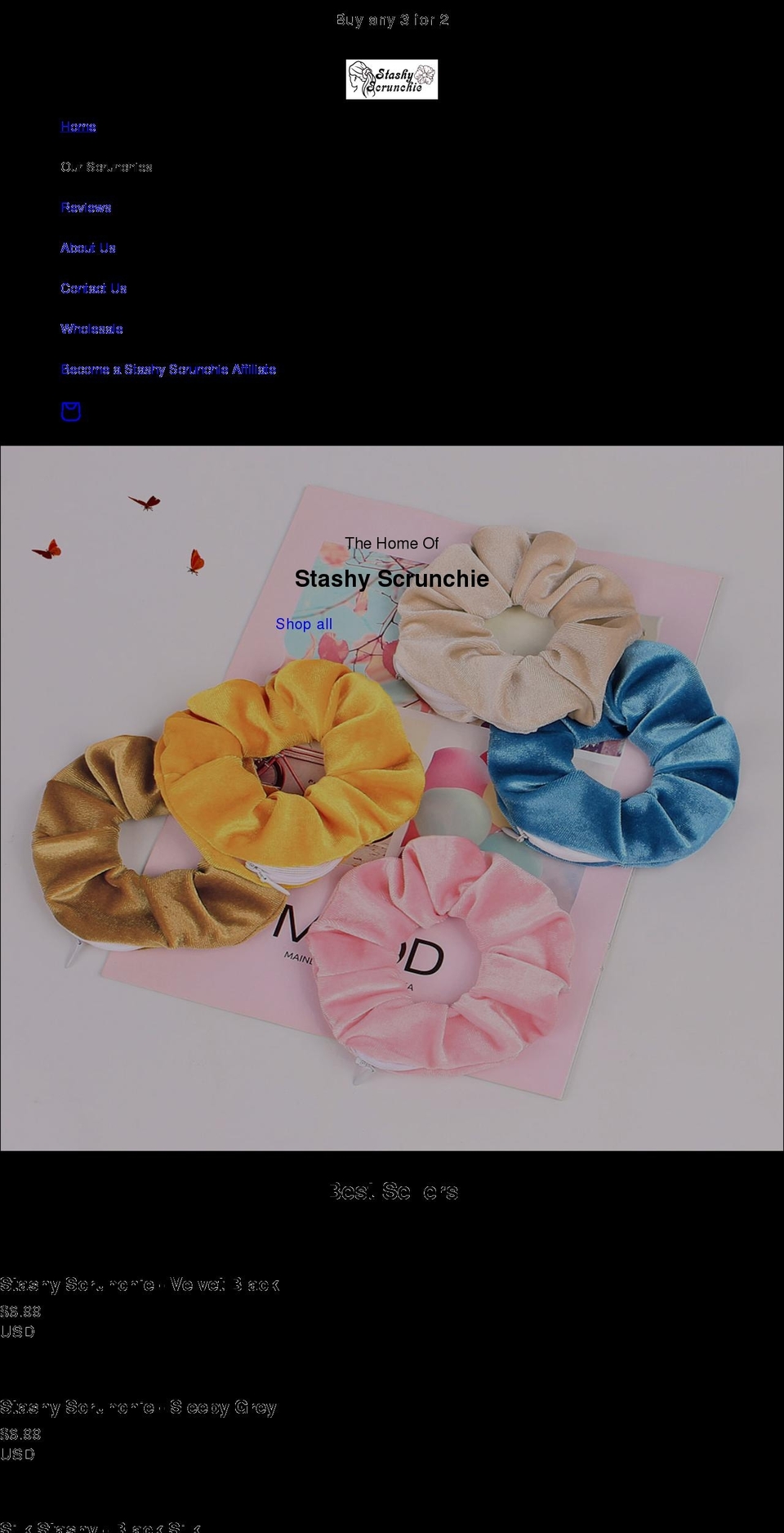 stashyscrunchie.com shopify website screenshot