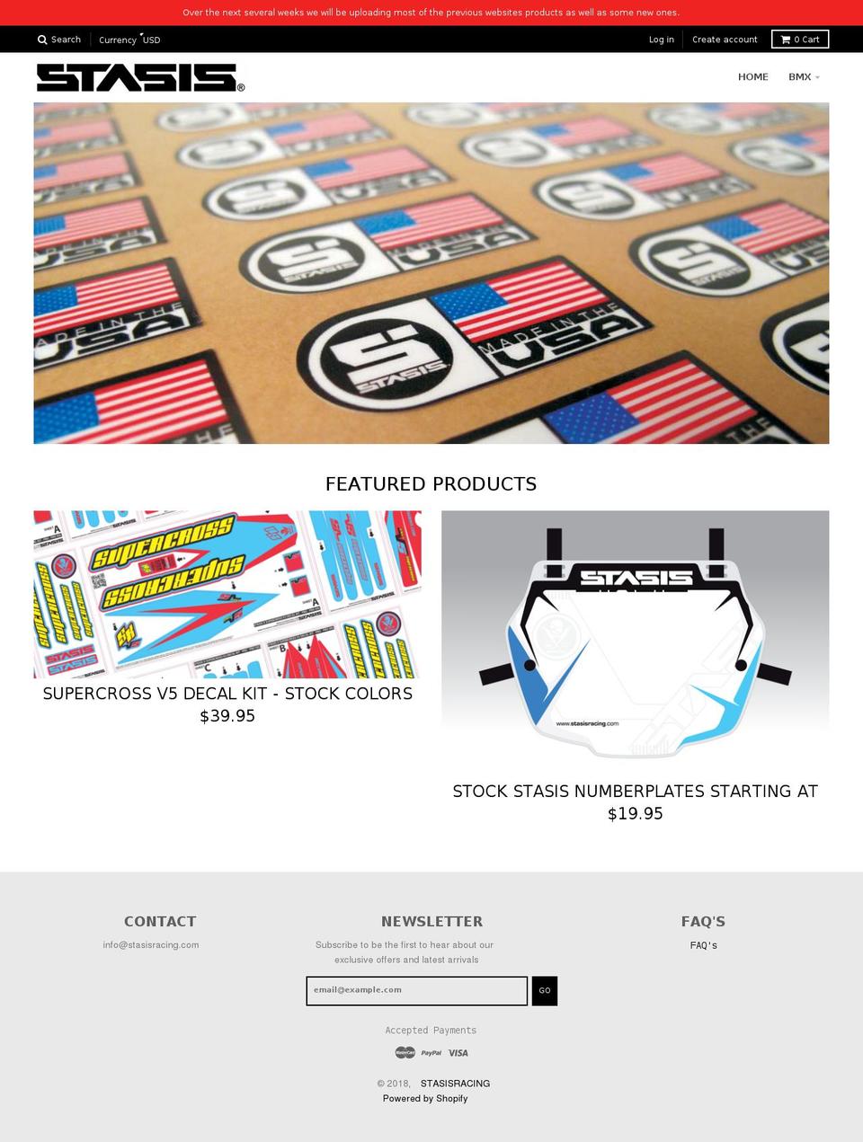 stasisracing.com — Shopify storefront screenshot
