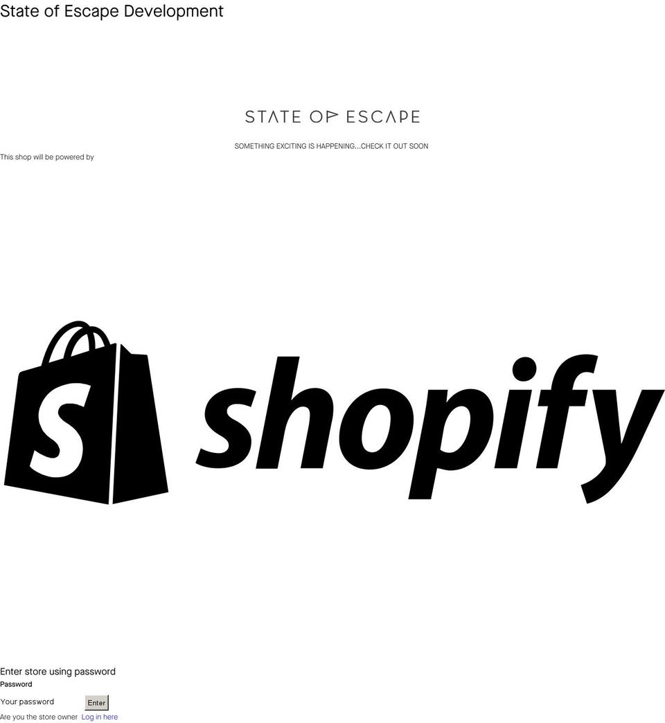 state-of-escape-development.myshopify.com shopify website screenshot