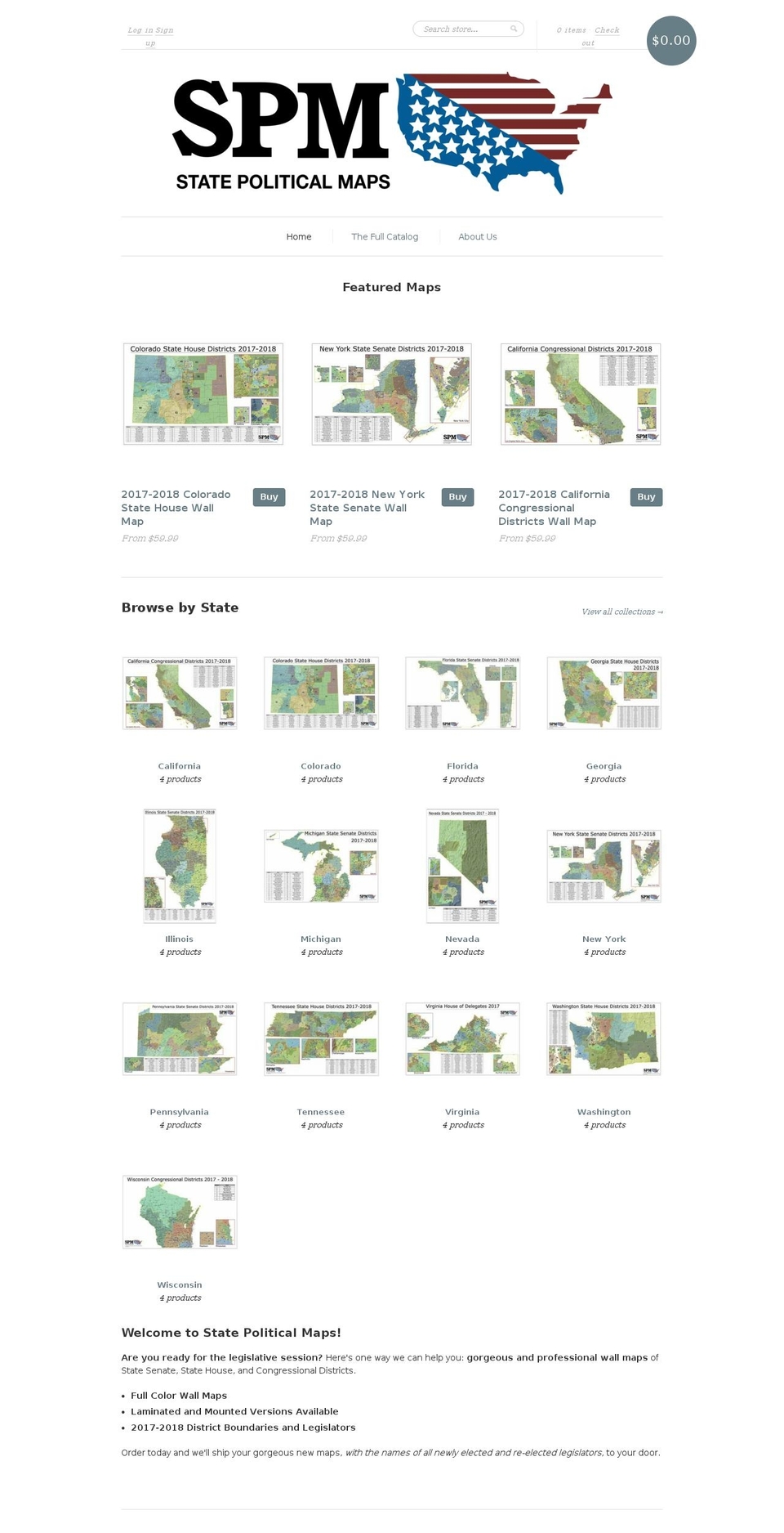 state-political-maps.com shopify website screenshot