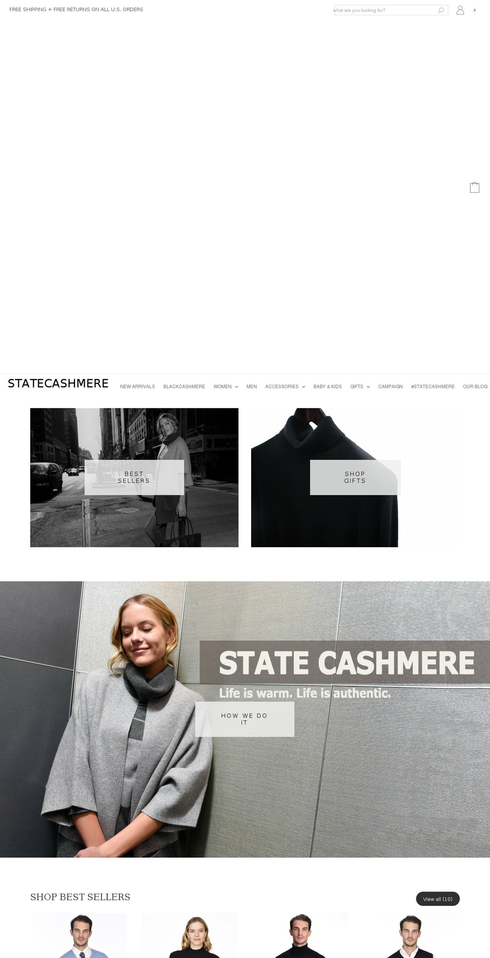 statecashmere.com shopify website screenshot