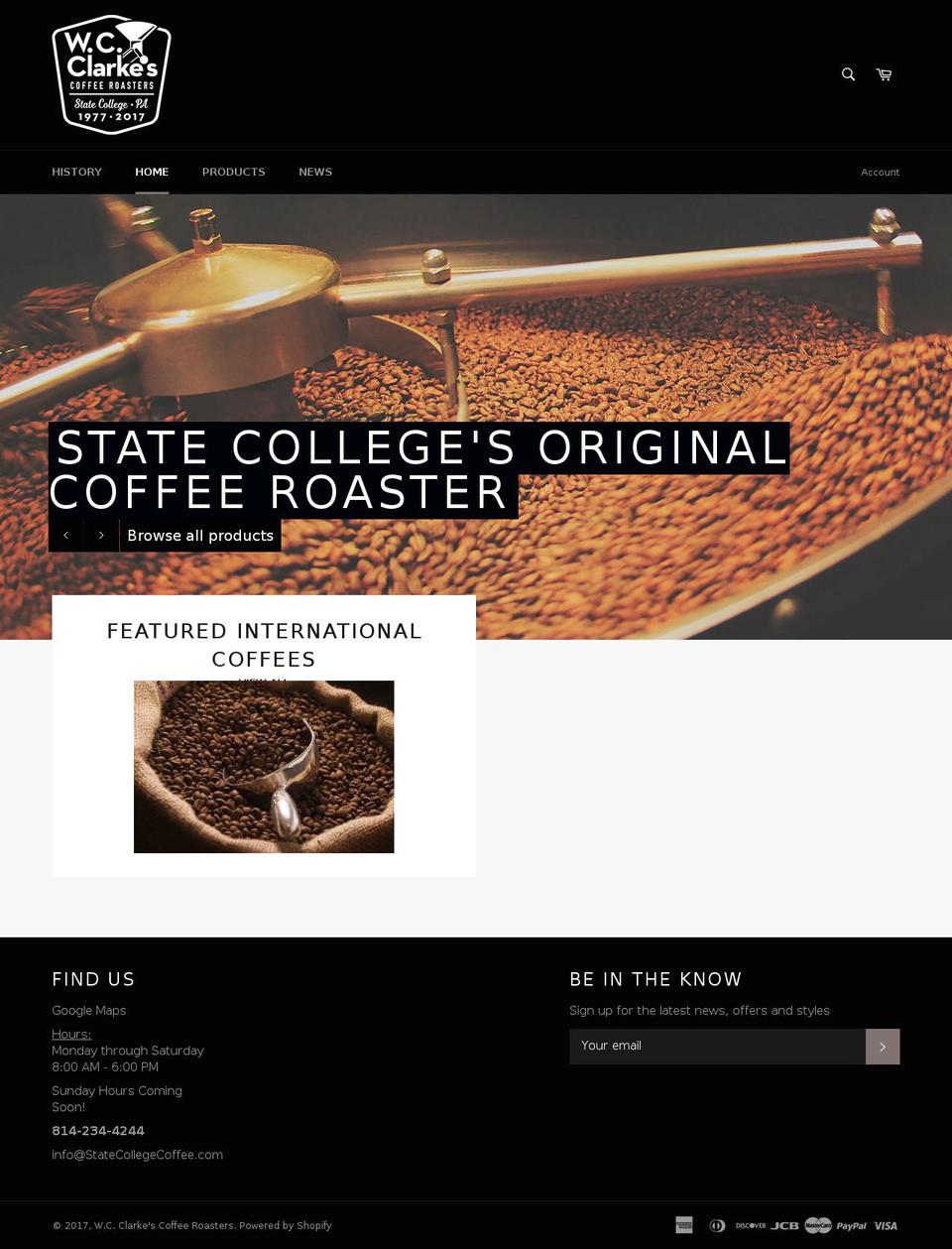 statecollegecoffee.com shopify website screenshot