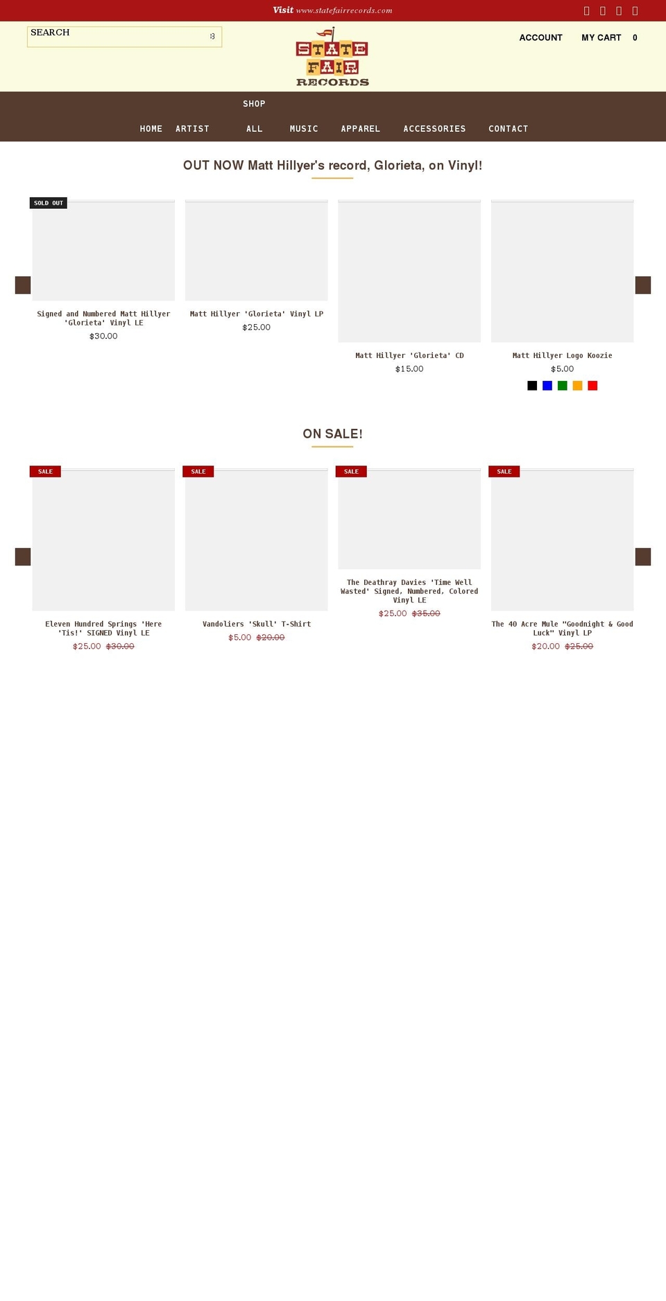 statefairrecords.myshopify.com shopify website screenshot