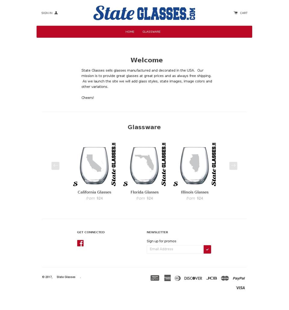 stateglasses.com shopify website screenshot