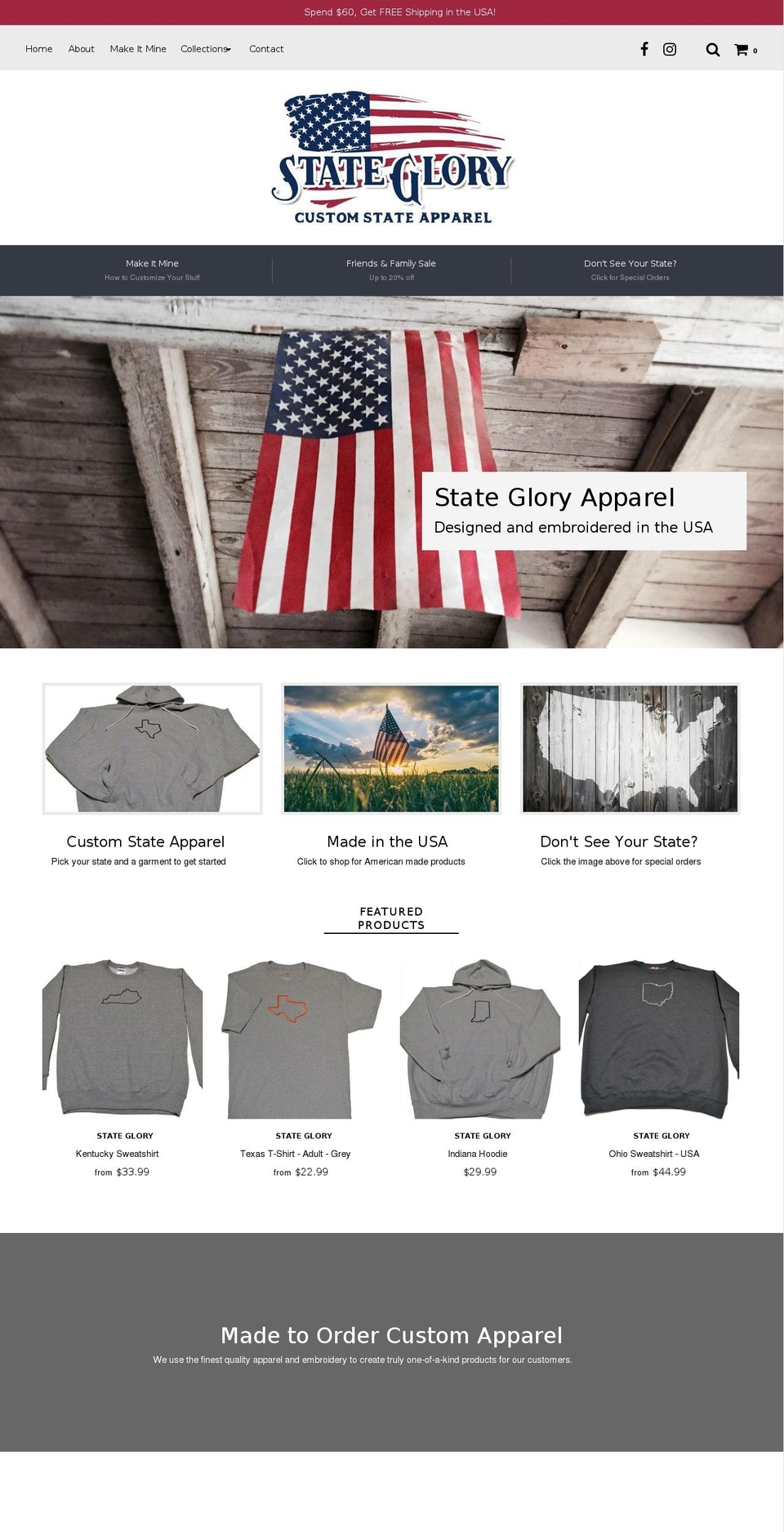 stateglory.com shopify website screenshot
